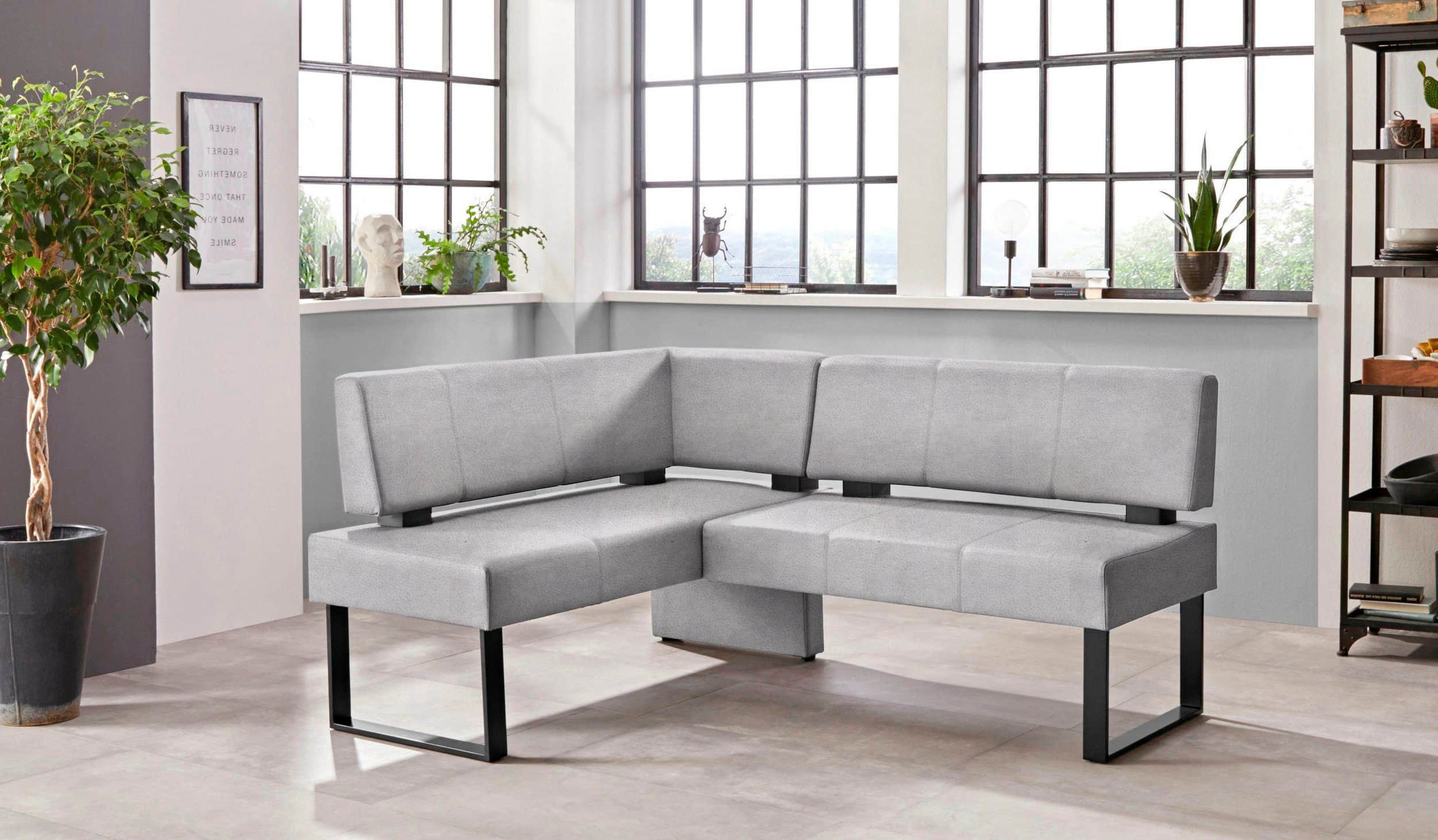 Home affaire 'Oliver' Corner Bench with Metal Frame | Cord Upholstery Kitchen/Dining Bench | Left-Hand Extended Design | OTTO's Choice hellgrau ( Home affaire Sitzbänke