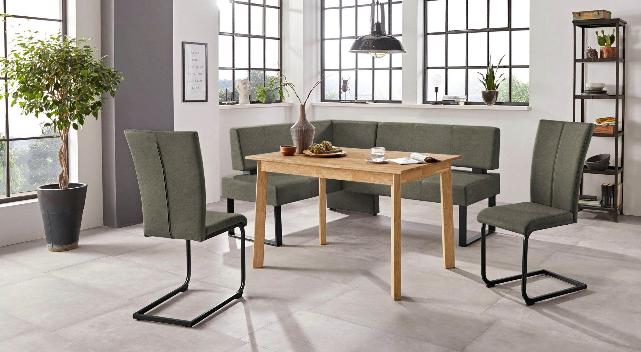 Home affaire 'Oliver' Corner Bench with Metal Frame | Cord Upholstery Kitchen/Dining Bench | Left-Hand Extended Design | OTTO's Choice khakifarbe Sitzbänke Home affaire