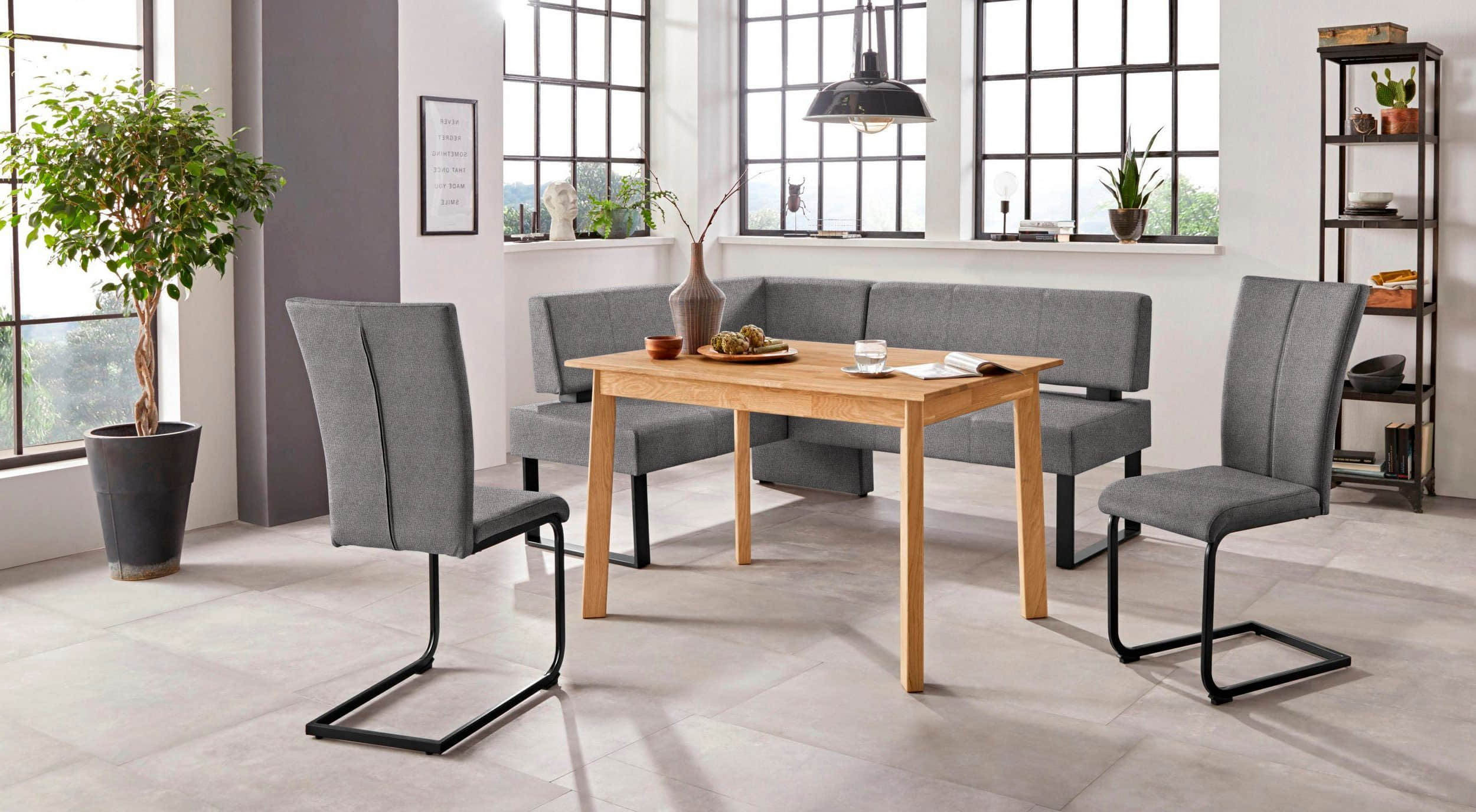 Home affaire 'Oliver' Corner Bench with Metal Frame | Cord Upholstery Kitchen/Dining Bench | Left-Hand Extended Design | OTTO's Choice anthrazit Home affaire Sitzbänke
