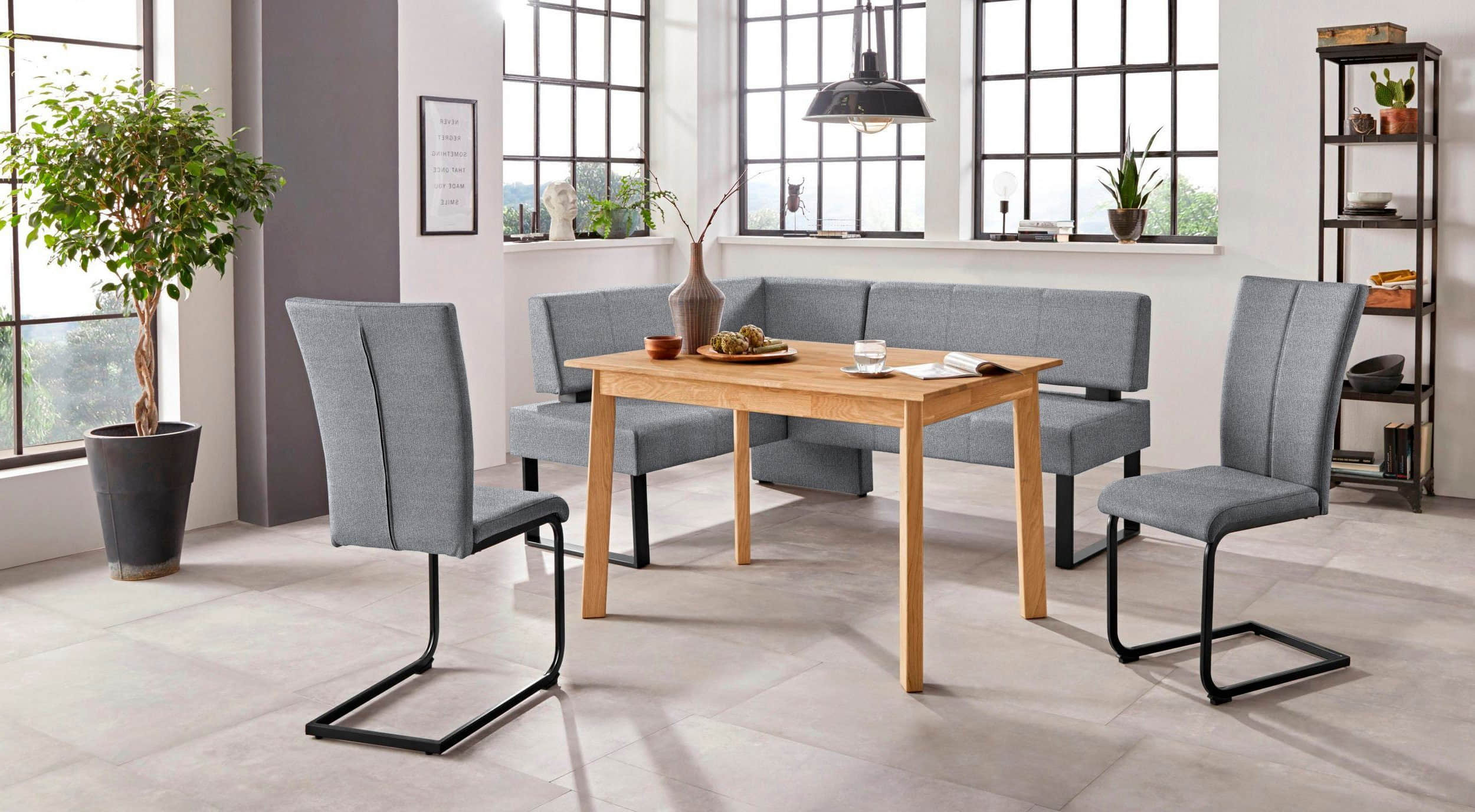 Home affaire Home affaire 'Oliver' Corner Bench with Metal Frame | Cord Upholstery Kitchen/Dining Bench | Left-Hand Extended Design | OTTO's Choice grau (Fant Sitzbänke