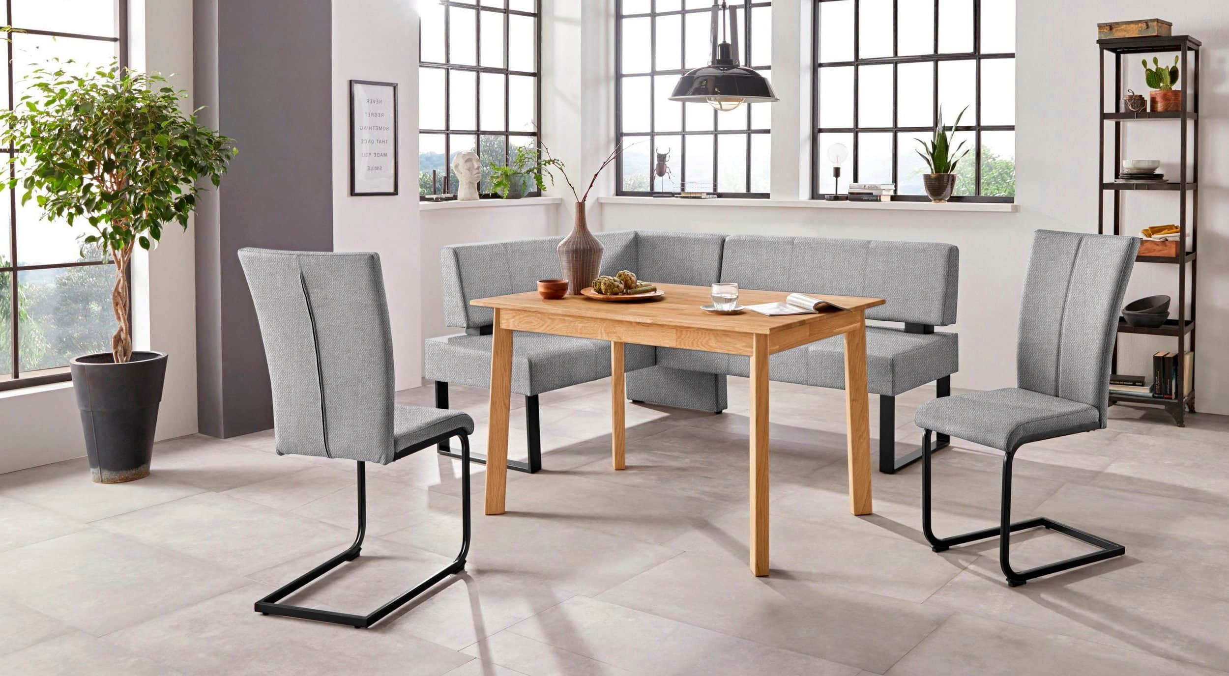 Home affaire 'Oliver' Corner Bench with Metal Frame | Cord Upholstery Kitchen/Dining Bench | Left-Hand Extended Design | OTTO's Choice hellgrau ( Sitzbänke Home affaire