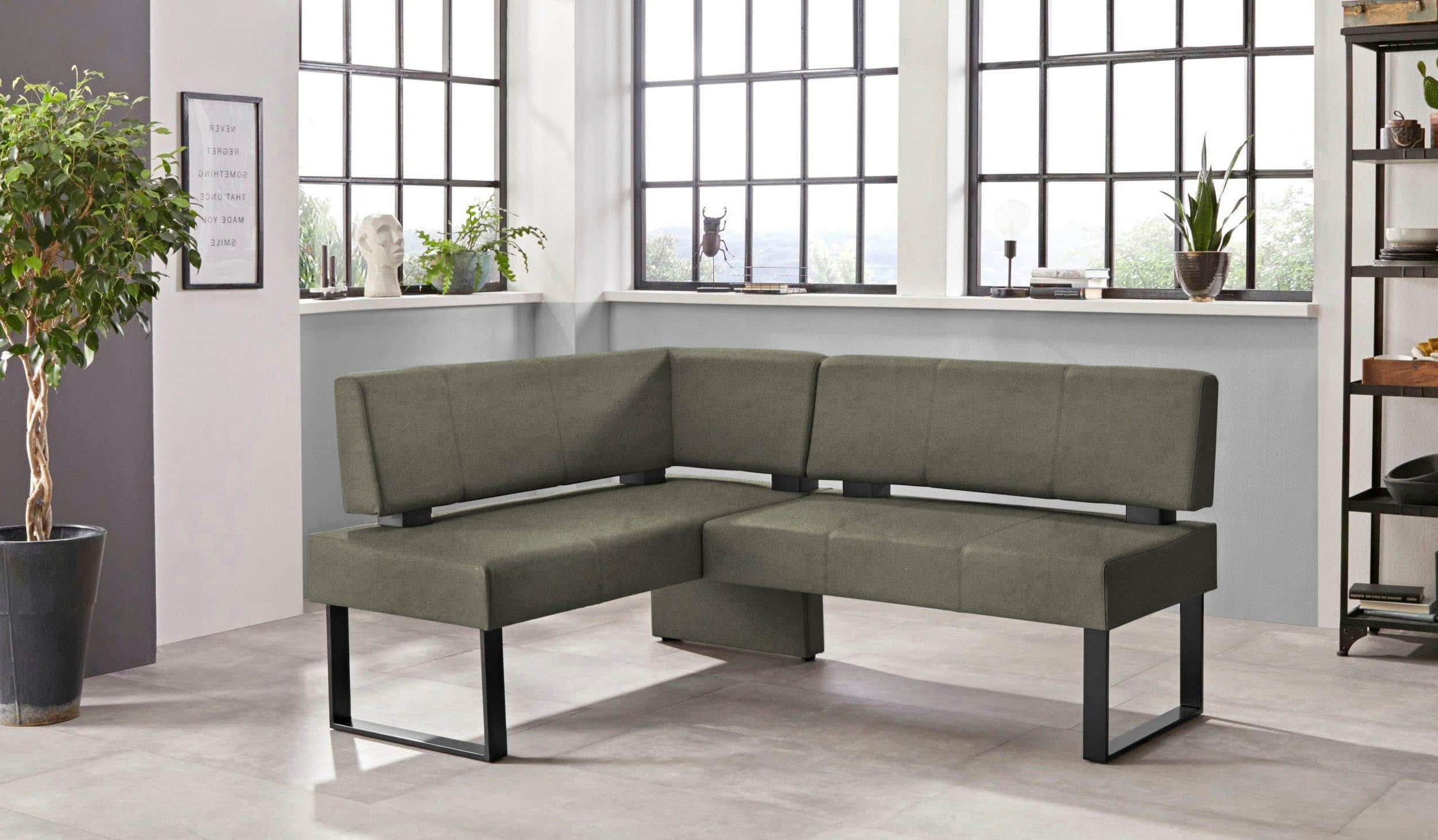 Home affaire 'Oliver' Corner Bench with Metal Frame | Cord Upholstery Kitchen/Dining Bench | Left-Hand Extended Design | OTTO's Choice khakifarbe Sitzbänke Home affaire