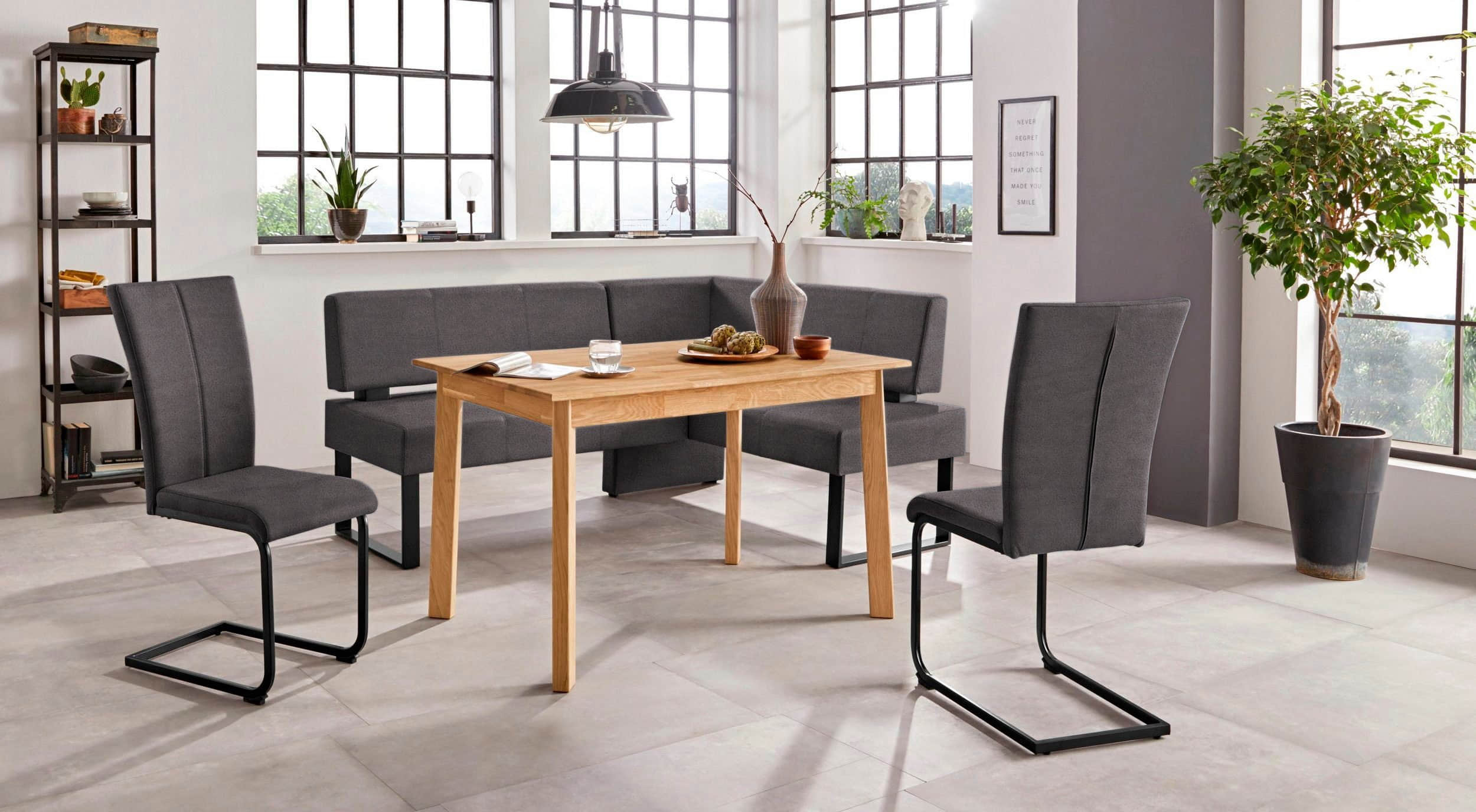 Home affaire 'Oliver' Corner Bench with Metal Frame | Cord Upholstery Kitchen/Dining Bench | Left-Hand Extended Design | OTTO's Choice schwarz (A Home affaire Sitzbänke