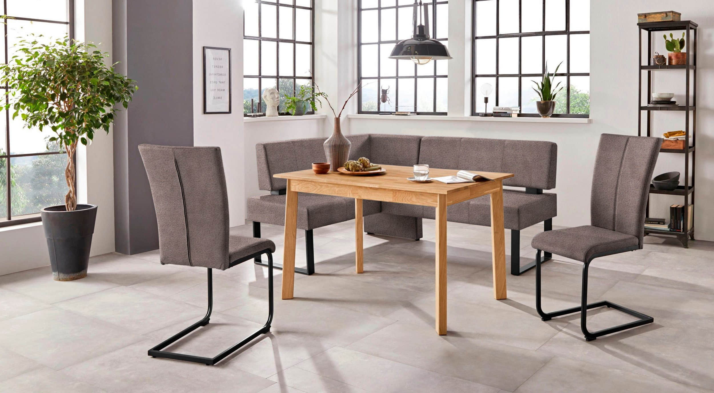 Home affaire Sitzbänke Home affaire 'Oliver' Corner Bench with Metal Frame | Cord Upholstery Kitchen/Dining Bench | Left-Hand Extended Design | OTTO's Choice dunkelbrau