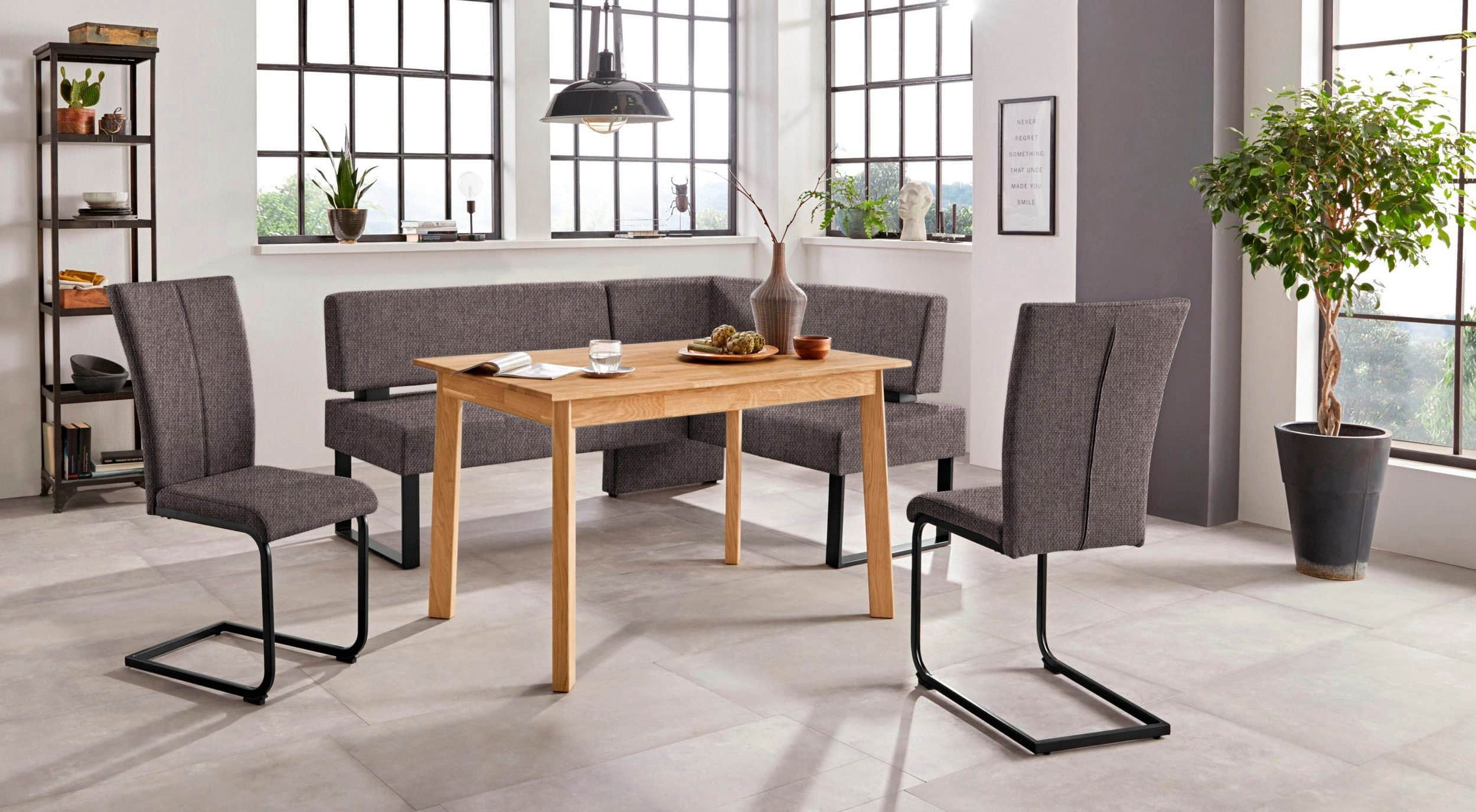 Sitzbänke Home affaire Home affaire 'Oliver' Corner Bench with Metal Frame | Cord Upholstery Kitchen/Dining Bench | Left-Hand Extended Design | OTTO's Choice dunkelbrau