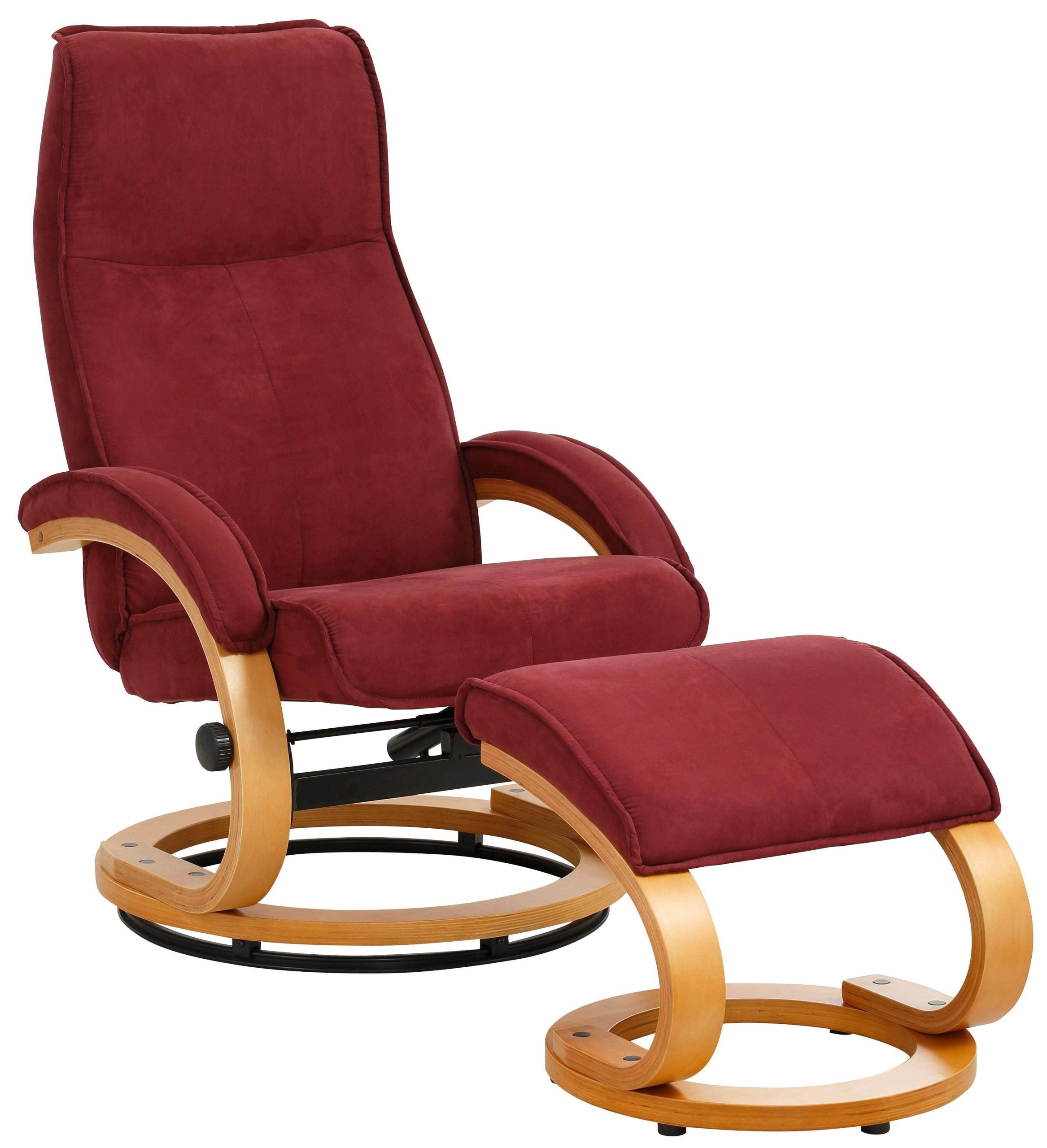 Home affaire Relaxsessel »Paris TV-Sessel« mit Hocker – Manuell verstellbares 2-teiliges Set aus Microfaser/NaturLEDER (46 cm Sitzhöhe) für ultimativen Wohnzimmer-Komfort weinrot Home affaire Sessel