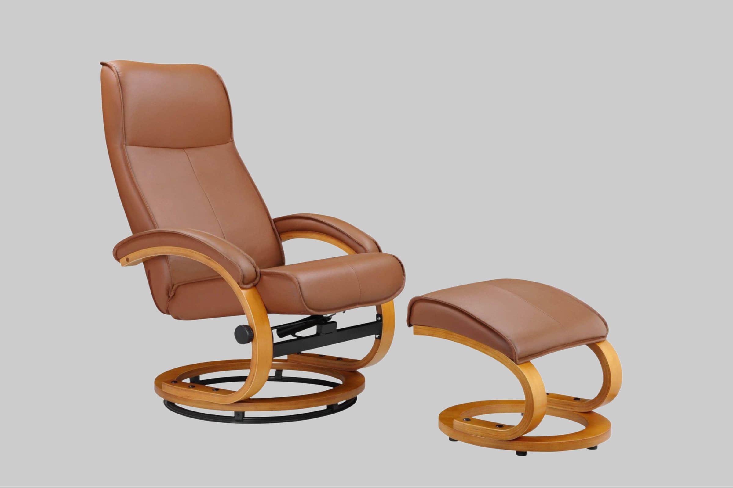 Home affaire Sessel Home affaire Relaxsessel »Paris TV-Sessel« mit Hocker – Manuell verstellbares 2-teiliges Set aus Microfaser/NaturLEDER (46 cm Sitzhöhe) für ultimativen Wohnzimmer-Komfort cognac
