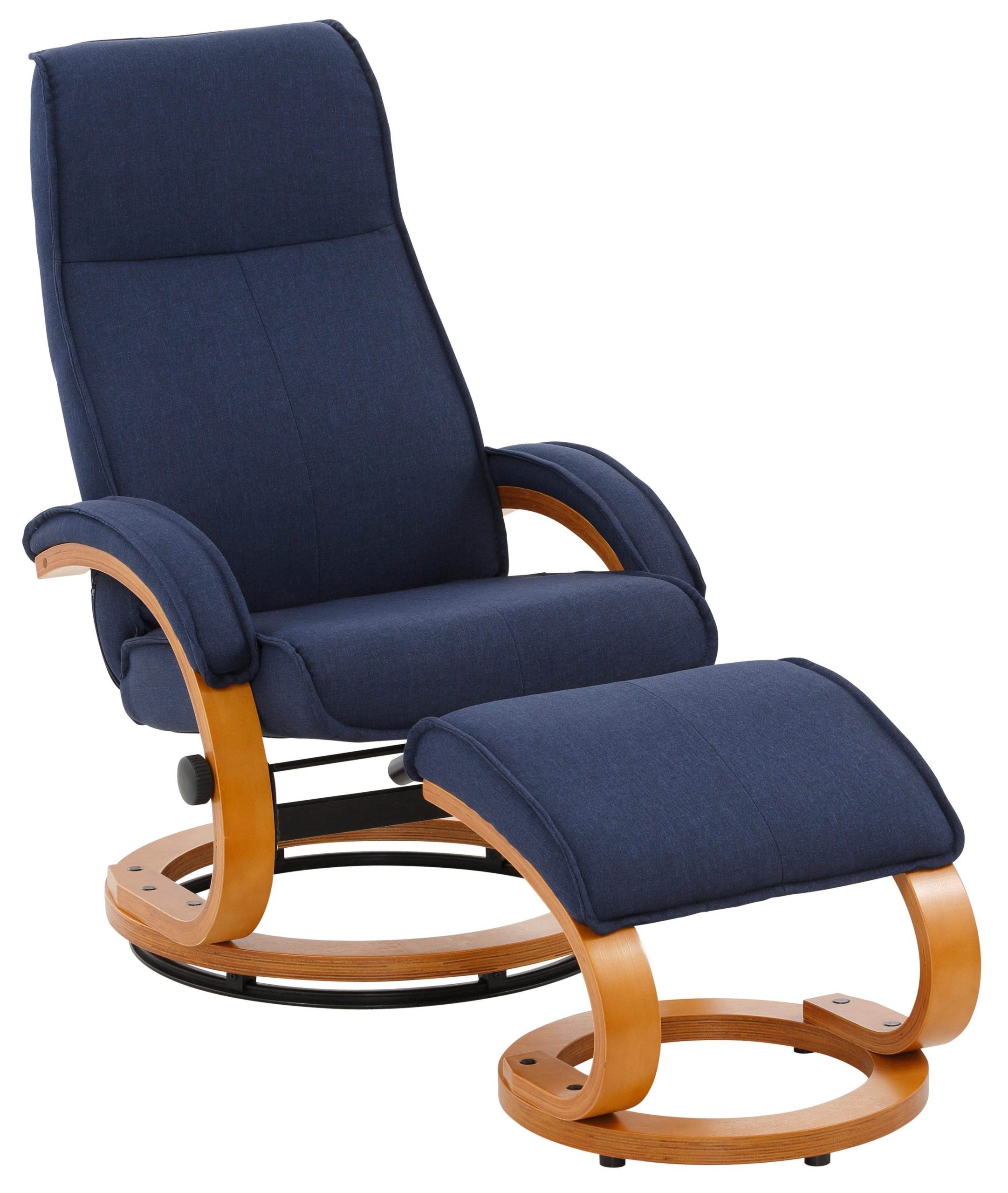 Home affaire Relaxsessel »Paris TV-Sessel« mit Hocker – Manuell verstellbares 2-teiliges Set aus Microfaser/NaturLEDER (46 cm Sitzhöhe) für ultimativen Wohnzimmer-Komfort dunkelblau Home affaire Sessel