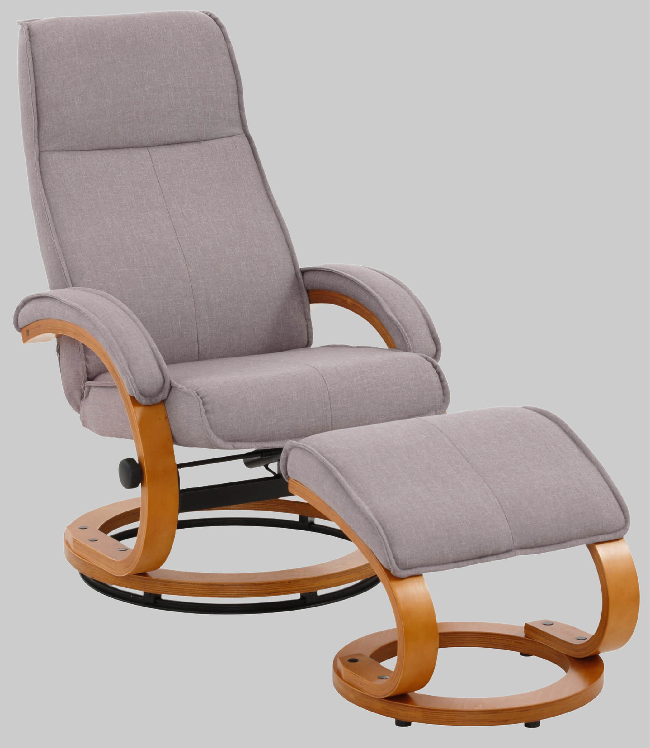 Sessel Home affaire Home affaire Relaxsessel »Paris TV-Sessel« mit Hocker – Manuell verstellbares 2-teiliges Set aus Microfaser/NaturLEDER (46 cm Sitzhöhe) für ultimativen Wohnzimmer-Komfort hellgrau