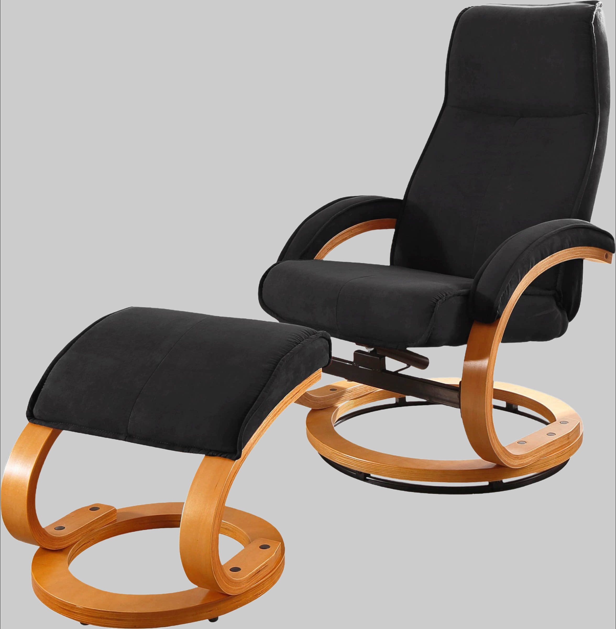 Home affaire Sessel Home affaire Relaxsessel »Paris TV-Sessel« mit Hocker – Manuell verstellbares 2-teiliges Set aus Microfaser/NaturLEDER (46 cm Sitzhöhe) für ultimativen Wohnzimmer-Komfort schwarz