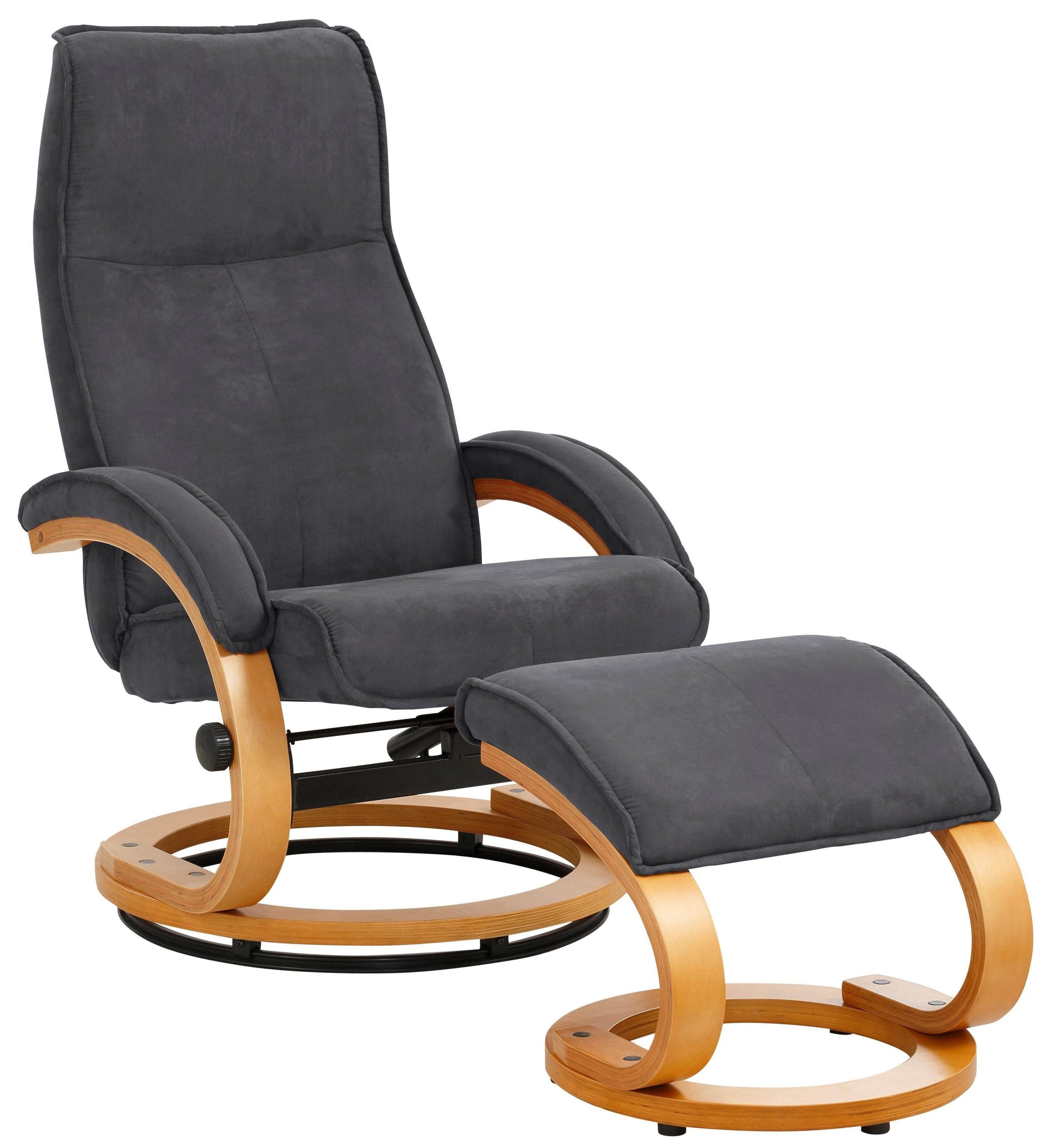 Sessel Home affaire Home affaire Relaxsessel »Paris TV-Sessel« mit Hocker – Manuell verstellbares 2-teiliges Set aus Microfaser/NaturLEDER (46 cm Sitzhöhe) für ultimativen Wohnzimmer-Komfort grau