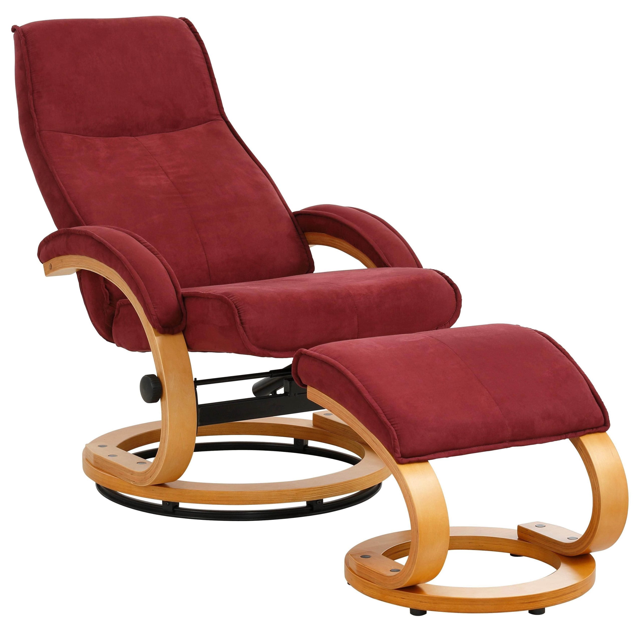 Home affaire Relaxsessel »Paris TV-Sessel« mit Hocker – Manuell verstellbares 2-teiliges Set aus Microfaser/NaturLEDER (46 cm Sitzhöhe) für ultimativen Wohnzimmer-Komfort weinrot Home affaire Sessel