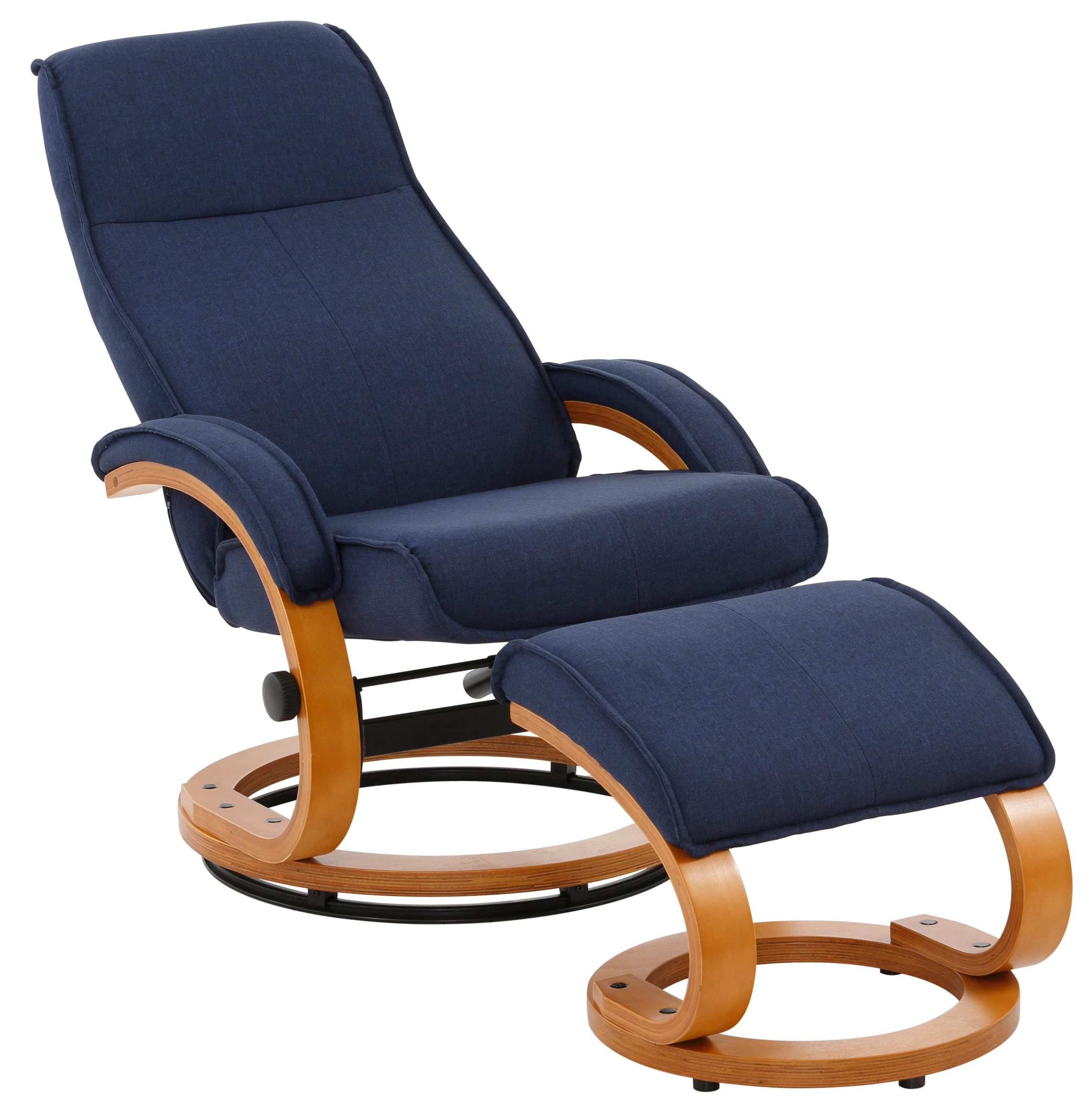 Home affaire Relaxsessel »Paris TV-Sessel« mit Hocker – Manuell verstellbares 2-teiliges Set aus Microfaser/NaturLEDER (46 cm Sitzhöhe) für ultimativen Wohnzimmer-Komfort dunkelblau Home affaire Sessel