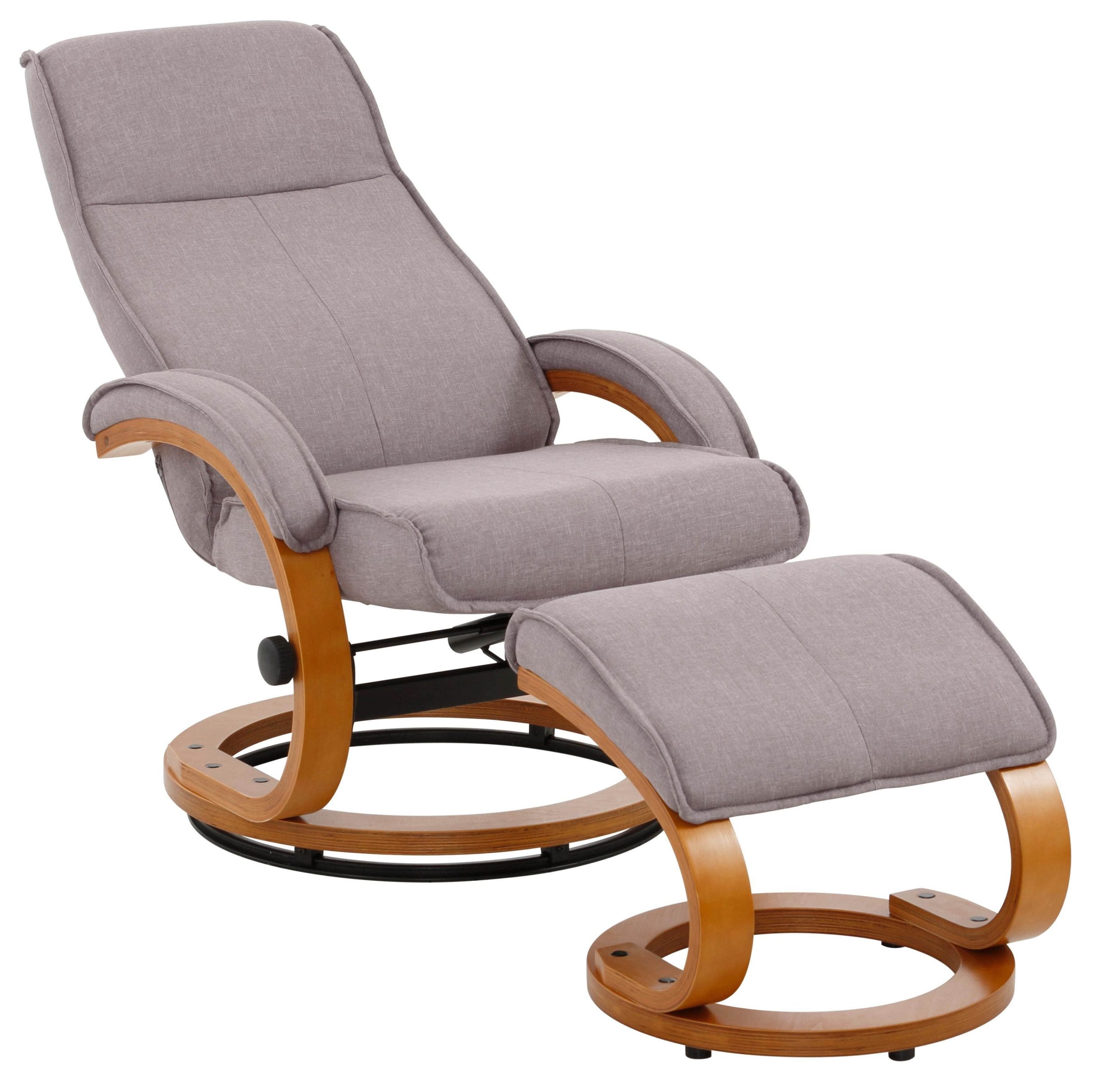 Sessel Home affaire Home affaire Relaxsessel »Paris TV-Sessel« mit Hocker – Manuell verstellbares 2-teiliges Set aus Microfaser/NaturLEDER (46 cm Sitzhöhe) für ultimativen Wohnzimmer-Komfort hellgrau