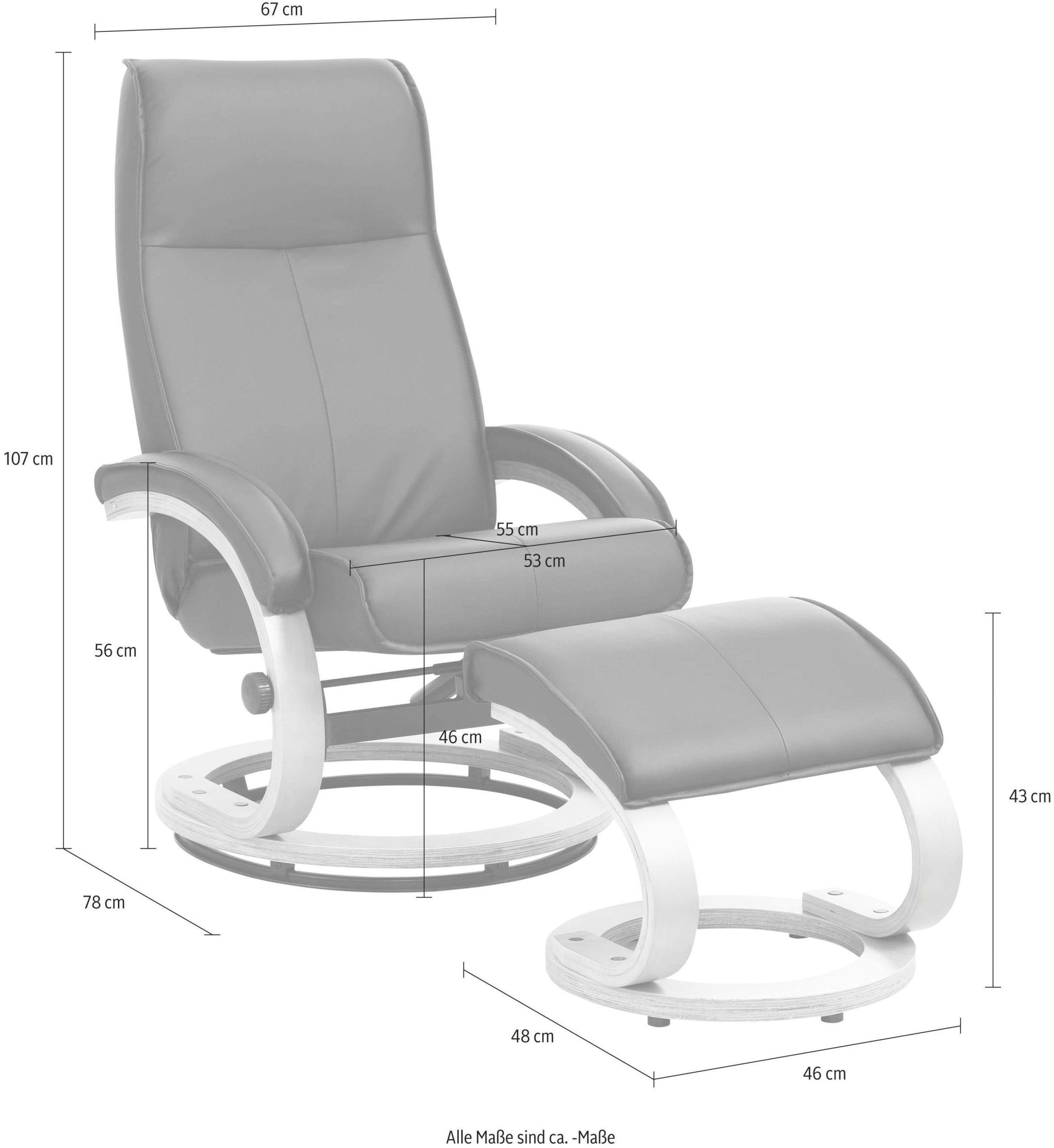 Sessel Home affaire Home affaire Relaxsessel »Paris TV-Sessel« mit Hocker – Manuell verstellbares 2-teiliges Set aus Microfaser/NaturLEDER (46 cm Sitzhöhe) für ultimativen Wohnzimmer-Komfort grau