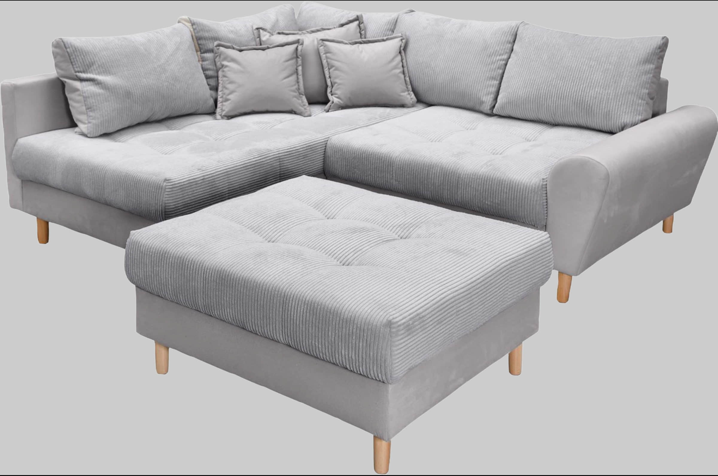 Sofas Home affaire Home affaire 'Rice' L-Shaped Corner Sofa Set with Reversible Ottoman | Bonnell Spring Core | FSC® Certified Frame | Includes Back Cushions | Left/Right Configurable grau