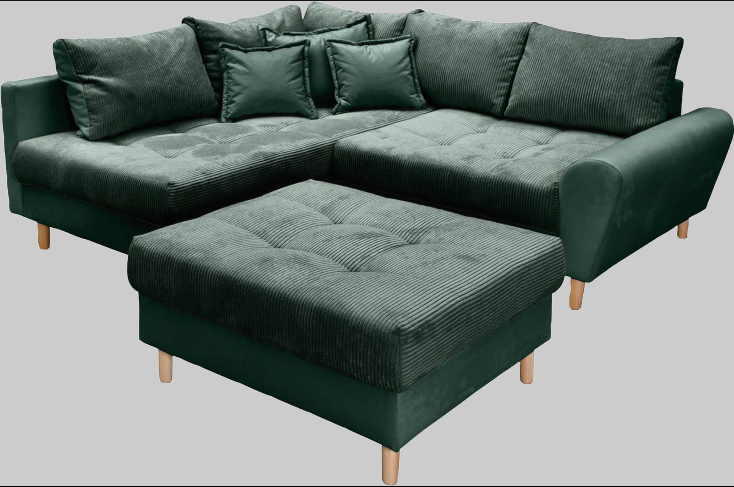 Home affaire 'Rice' L-Shaped Corner Sofa Set with Reversible Ottoman | Bonnell Spring Core | FSC® Certified Frame | Includes Back Cushions | Left/Right Configurable grün Home affaire Sofas