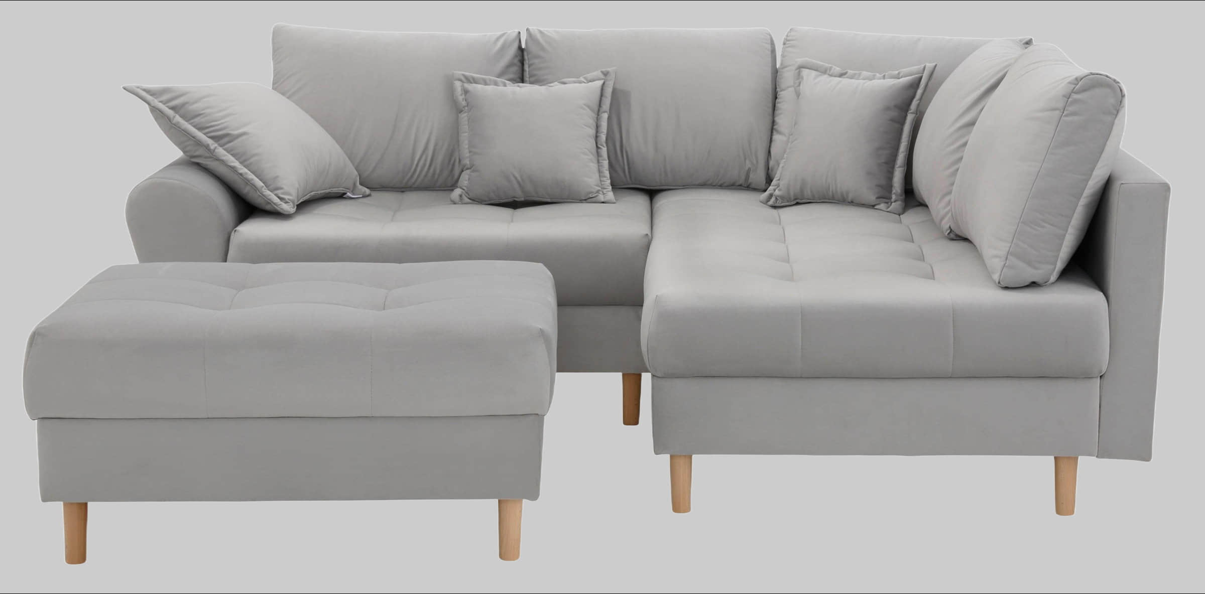 Home affaire Sofas Home affaire 'Rice' L-Shaped Corner Sofa Set with Reversible Ottoman | Bonnell Spring Core | FSC® Certified Frame | Includes Back Cushions | Left/Right Configurable silbergrau
