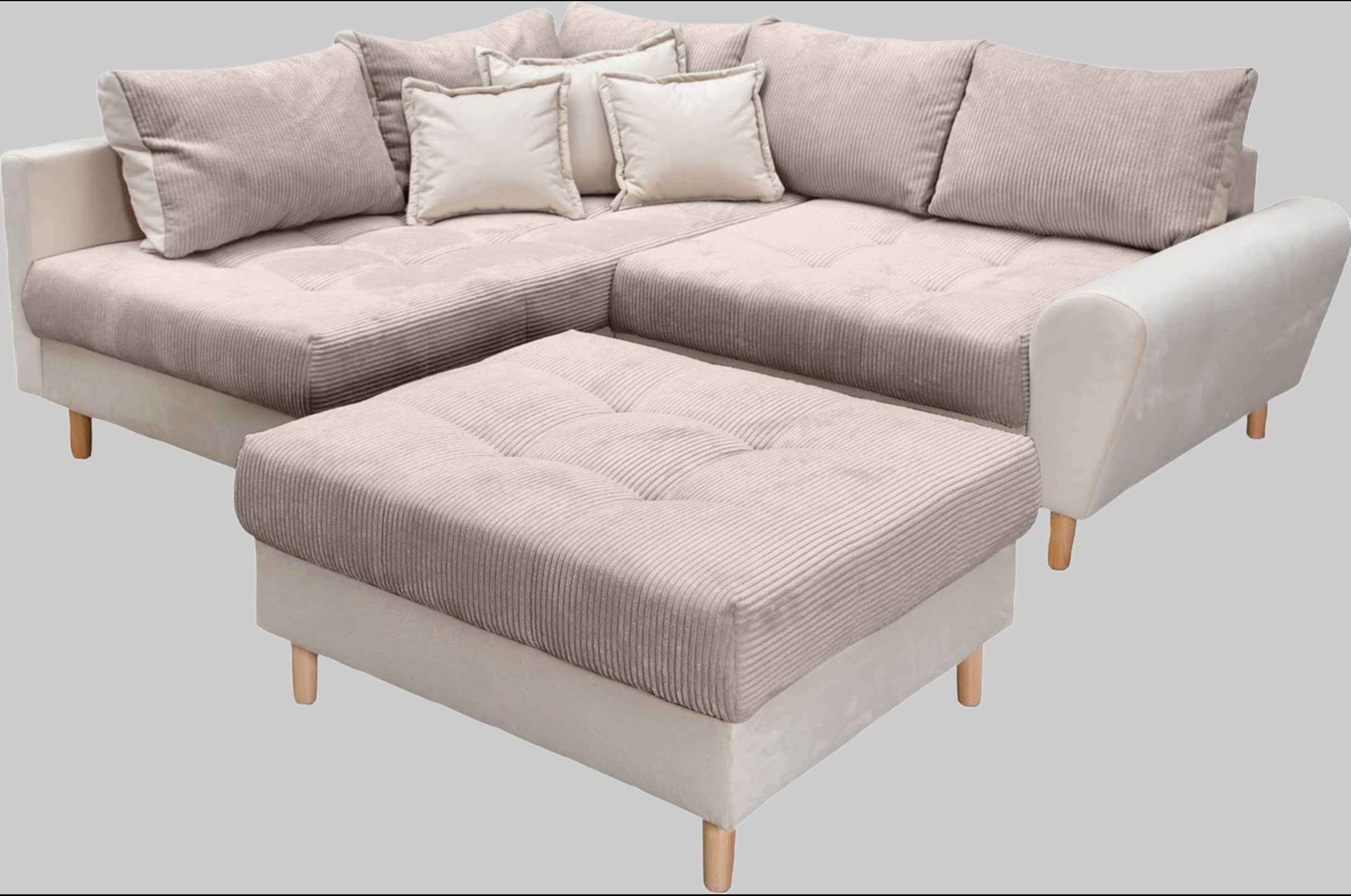 Home affaire 'Rice' L-Shaped Corner Sofa Set with Reversible Ottoman | Bonnell Spring Core | FSC® Certified Frame | Includes Back Cushions | Left/Right Configurable taupe Sofas Home affaire