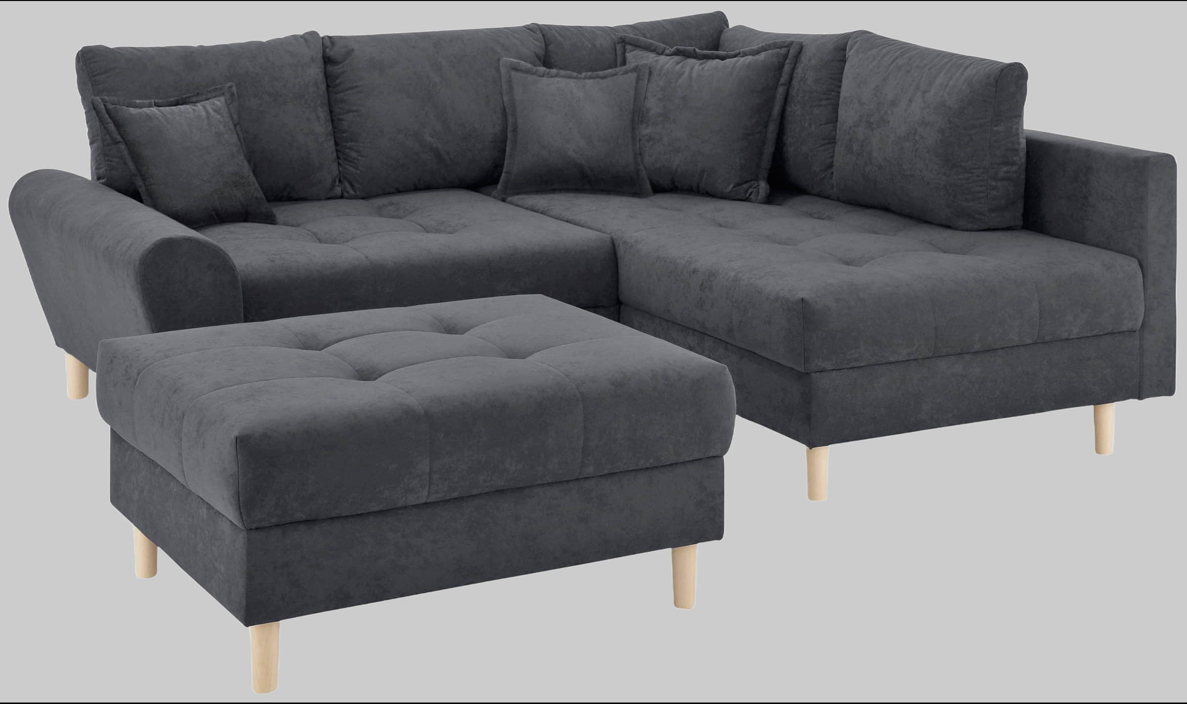 Home affaire 'Rice' L-Shaped Corner Sofa Set with Reversible Ottoman | Bonnell Spring Core | FSC® Certified Frame | Includes Back Cushions | Left/Right Configurable anthrazit Home affaire Sofas