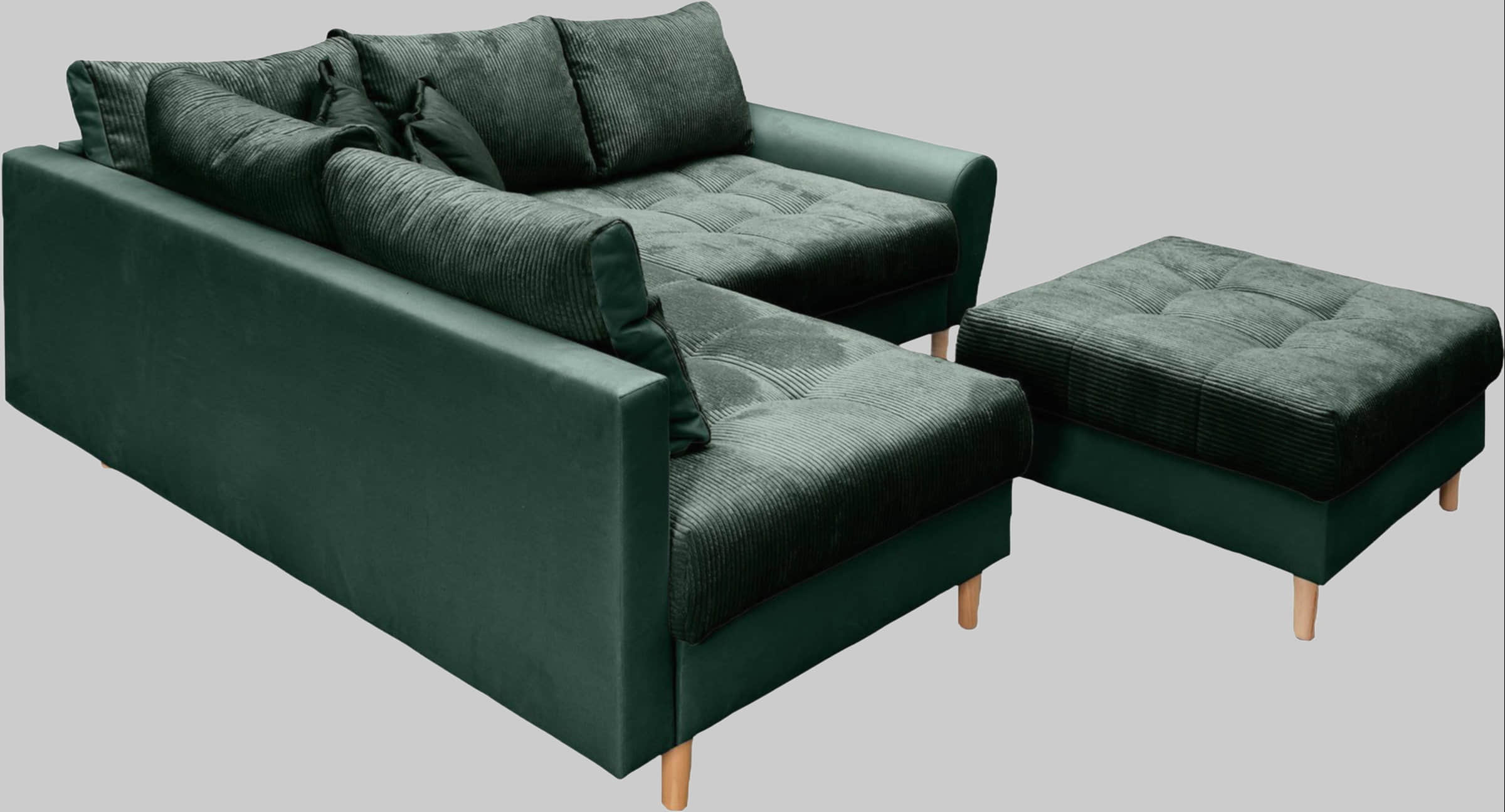 Home affaire 'Rice' L-Shaped Corner Sofa Set with Reversible Ottoman | Bonnell Spring Core | FSC® Certified Frame | Includes Back Cushions | Left/Right Configurable grün Home affaire Sofas