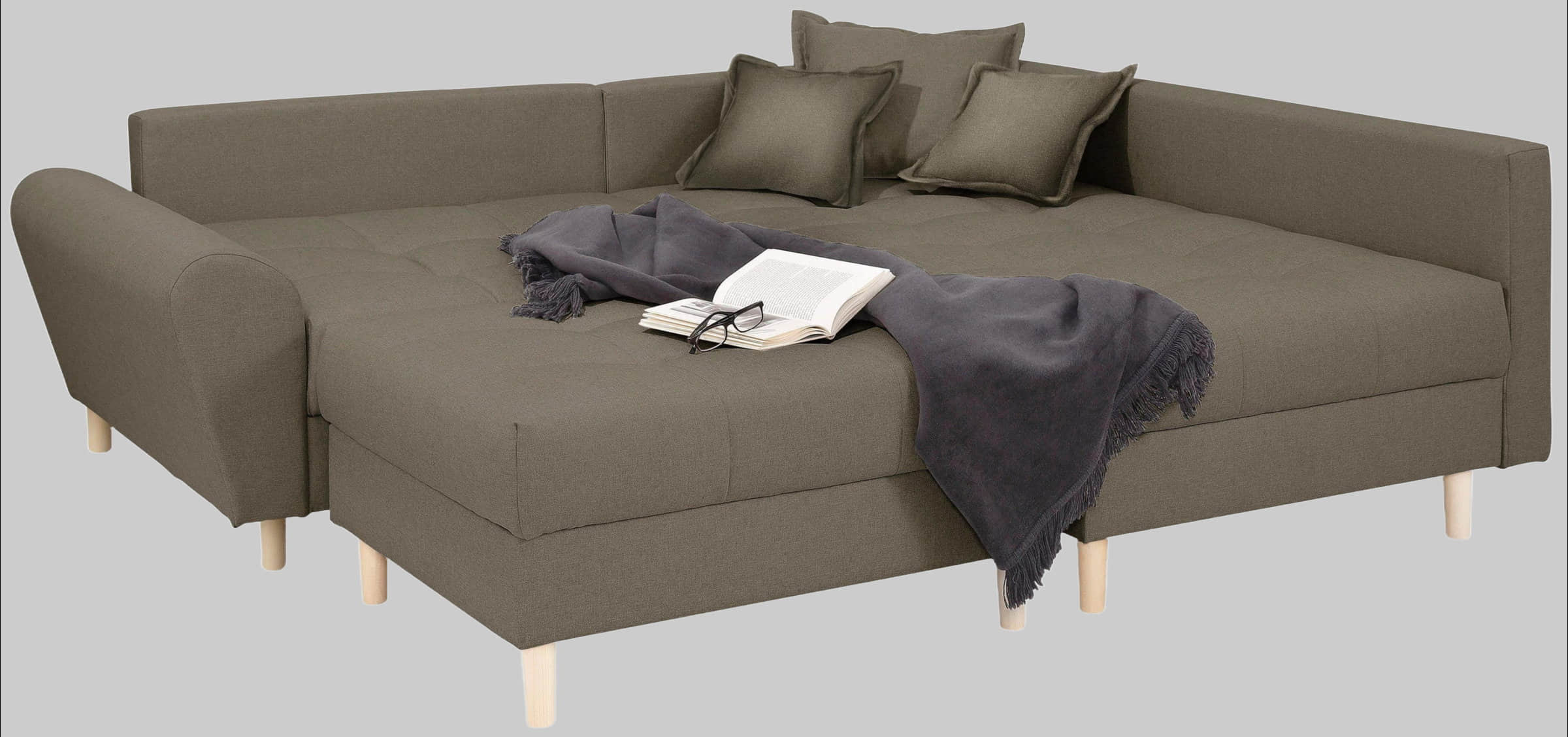 Home affaire Home affaire 'Rice' L-Shaped Corner Sofa Set with Reversible Ottoman | Bonnell Spring Core | FSC® Certified Frame | Includes Back Cushions | Left/Right Configurable macchiato Sofas