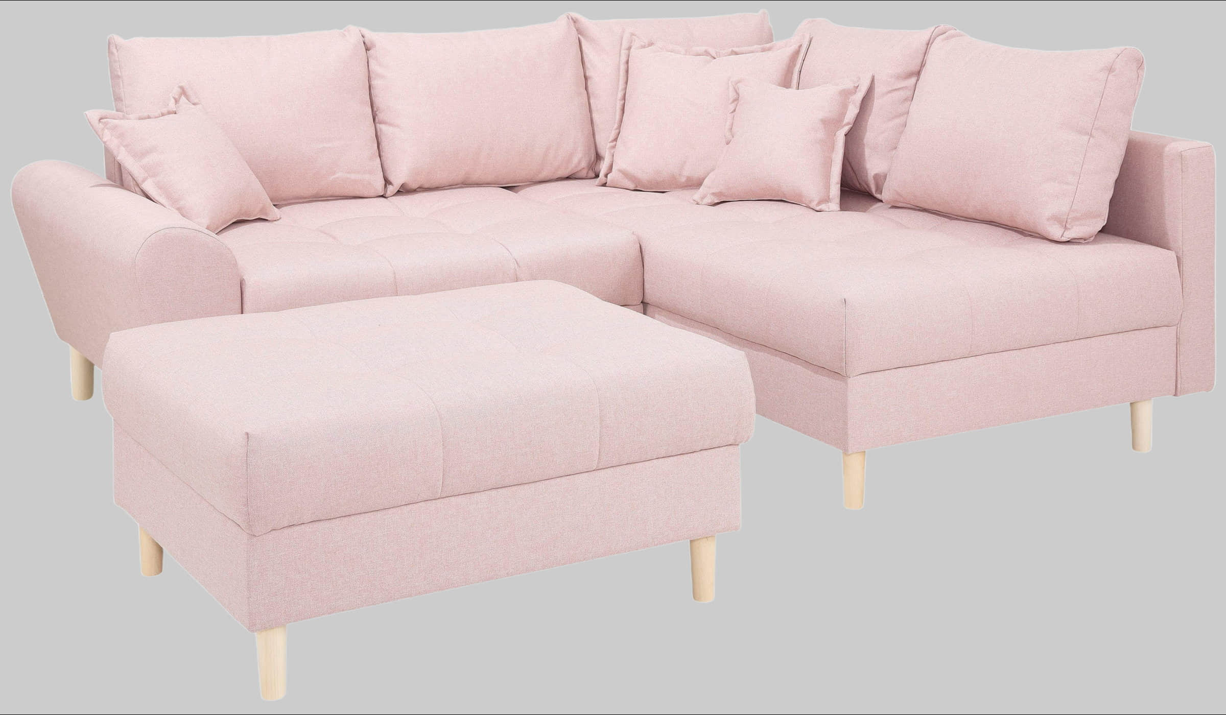 Home affaire 'Rice' L-Shaped Corner Sofa Set with Reversible Ottoman | Bonnell Spring Core | FSC® Certified Frame | Includes Back Cushions | Left/Right Configurable rosé Sofas Home affaire