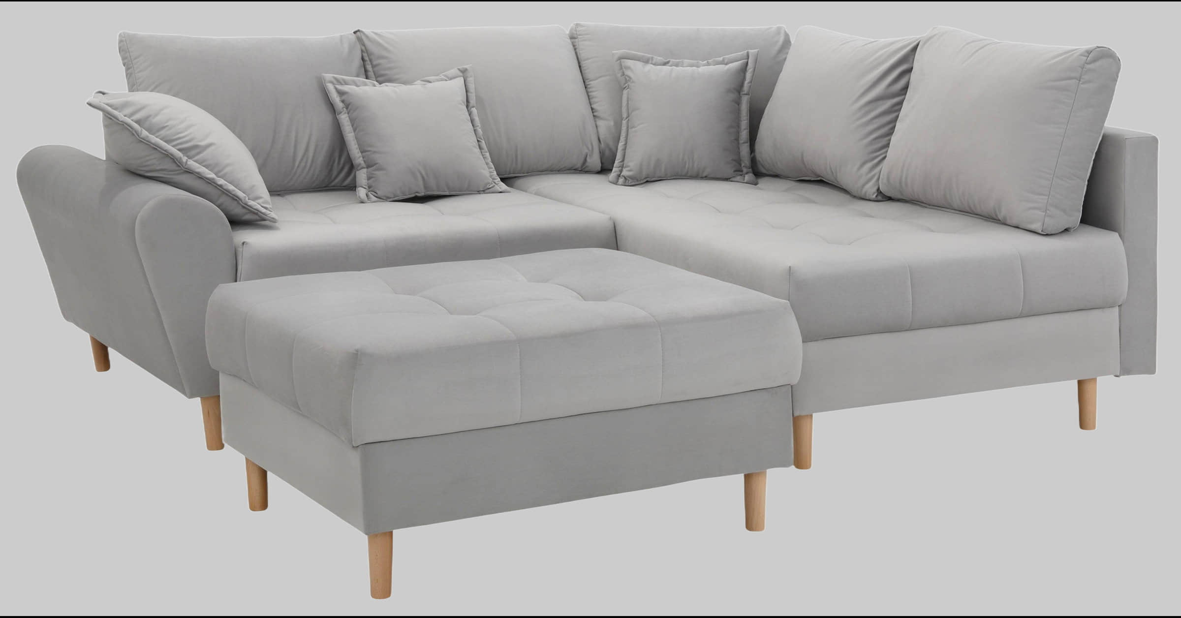 Home affaire Sofas Home affaire 'Rice' L-Shaped Corner Sofa Set with Reversible Ottoman | Bonnell Spring Core | FSC® Certified Frame | Includes Back Cushions | Left/Right Configurable silbergrau
