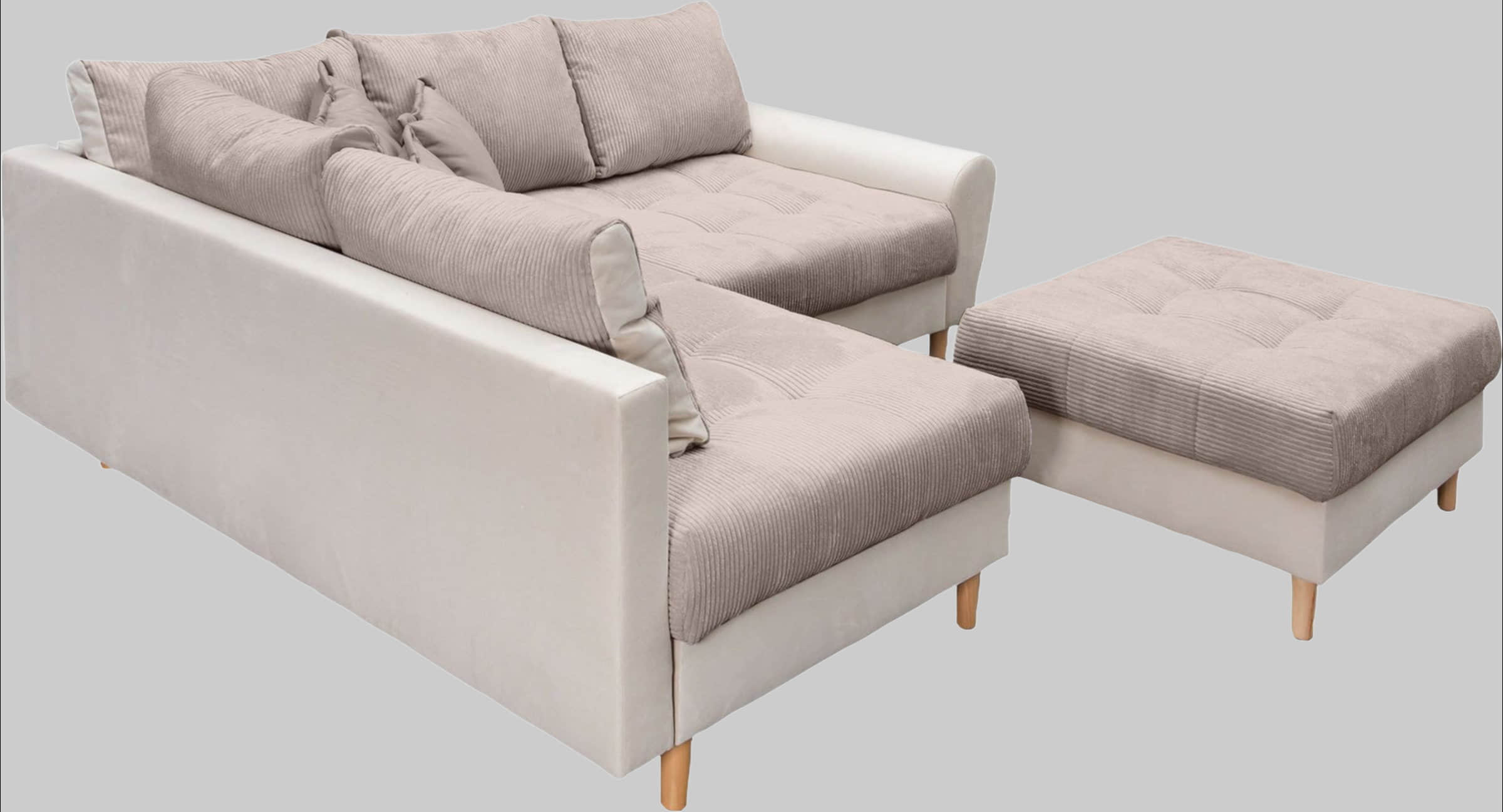 Home affaire 'Rice' L-Shaped Corner Sofa Set with Reversible Ottoman | Bonnell Spring Core | FSC® Certified Frame | Includes Back Cushions | Left/Right Configurable taupe Sofas Home affaire