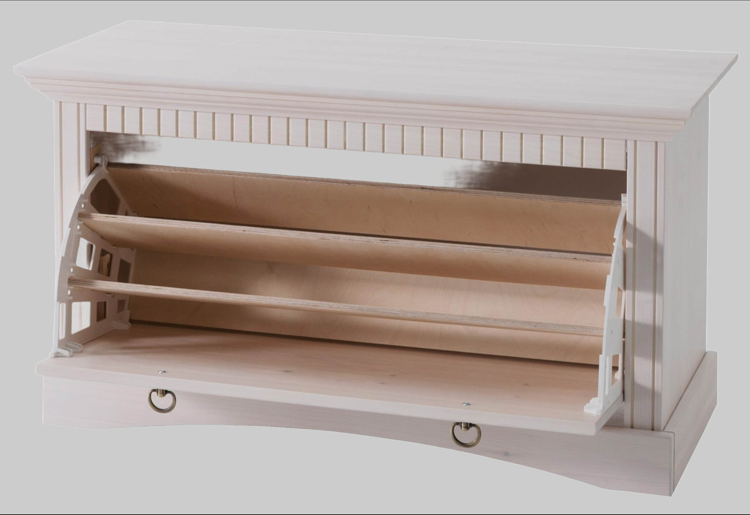 Home affaire Home affaire Schuhtruhe »Rustic« aus massiver Kiefer - 49 cm Sitzhöhe mit Kassetenoptik & FSC®-Zertifizierung | Landhaus Schuhbank mit Stauraum weiß Schränke