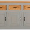 Home affaire Sideboard »Selma« – Massivholz-Kommode aus Kiefer (145 cm Breite) im rustikalen Landhausdesign mit Schubladen & Türen grau/gebeizt Kommoden & Sideboards Home affaire