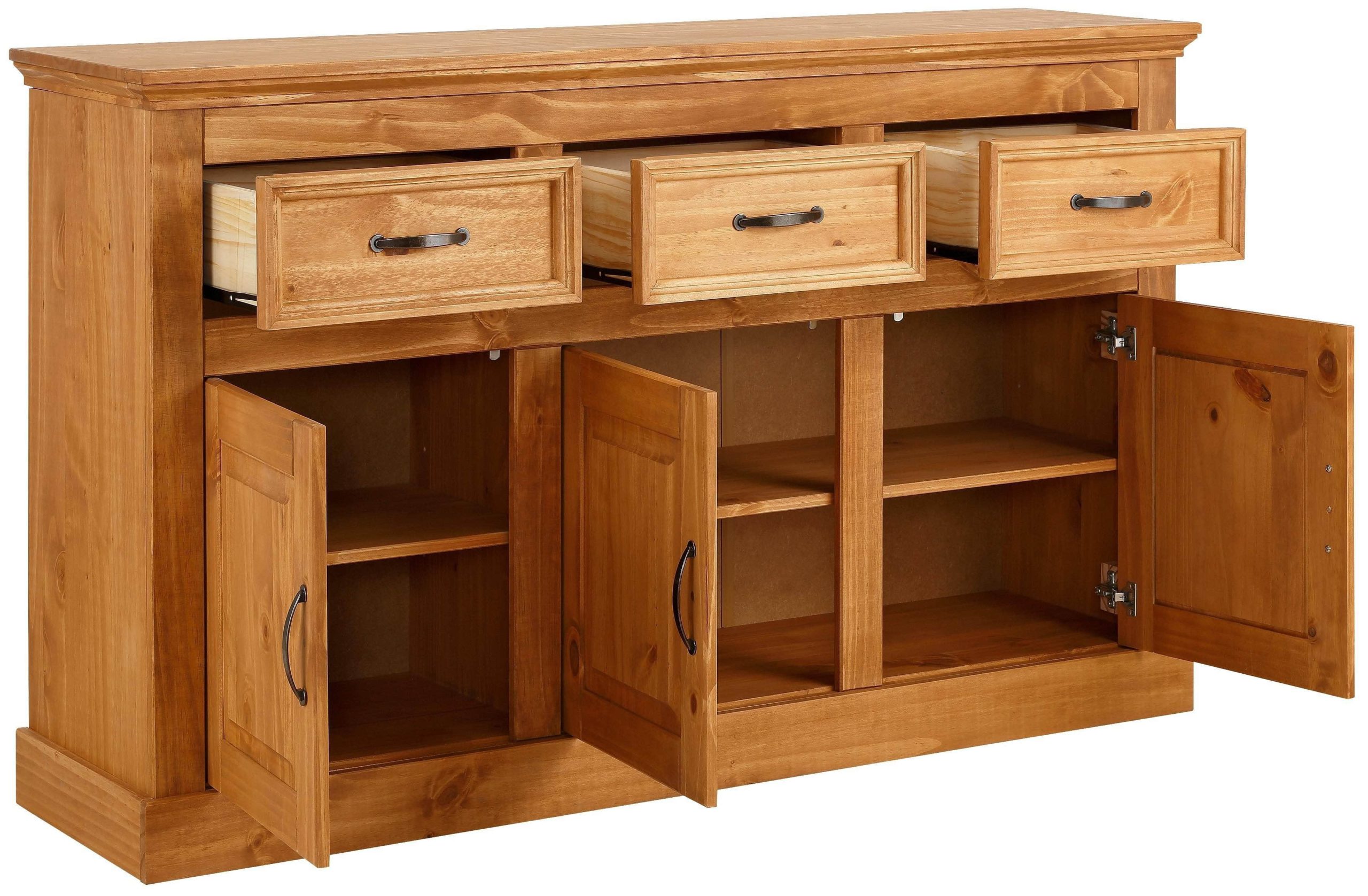Home affaire Sideboard »Selma« – Massivholz-Kommode aus Kiefer (145 cm Breite) im rustikalen Landhausdesign mit Schubladen & Türen natur gebe Kommoden & Sideboards Home affaire