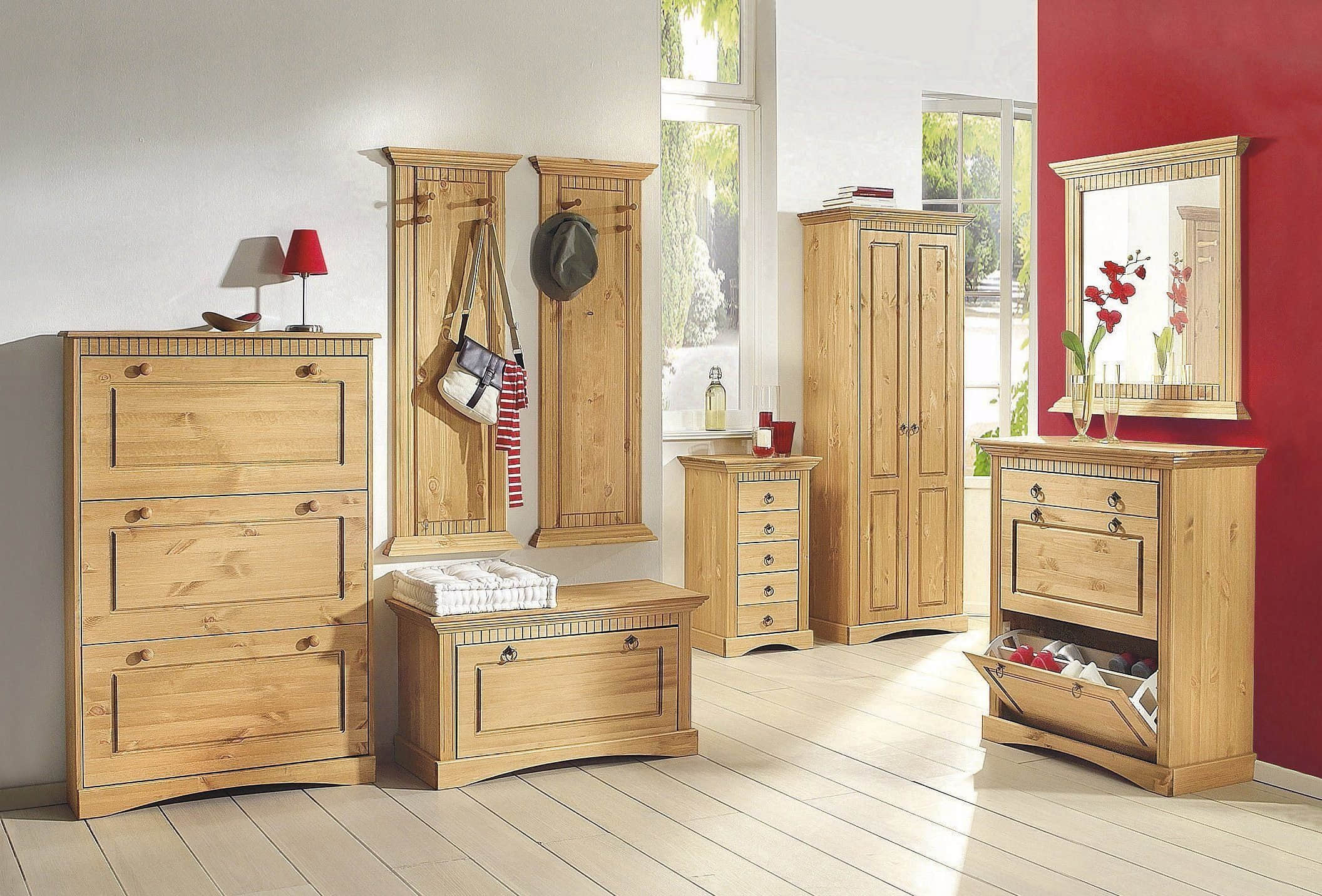 Dekoration Home affaire Home affaire Spiegel 'Rustic' | Massivholz-Wandspiegel aus Kiefer (78 cm Breite) mit dekorativen Fräsungen im Landhausstil – FSC®-zertifiziert natur