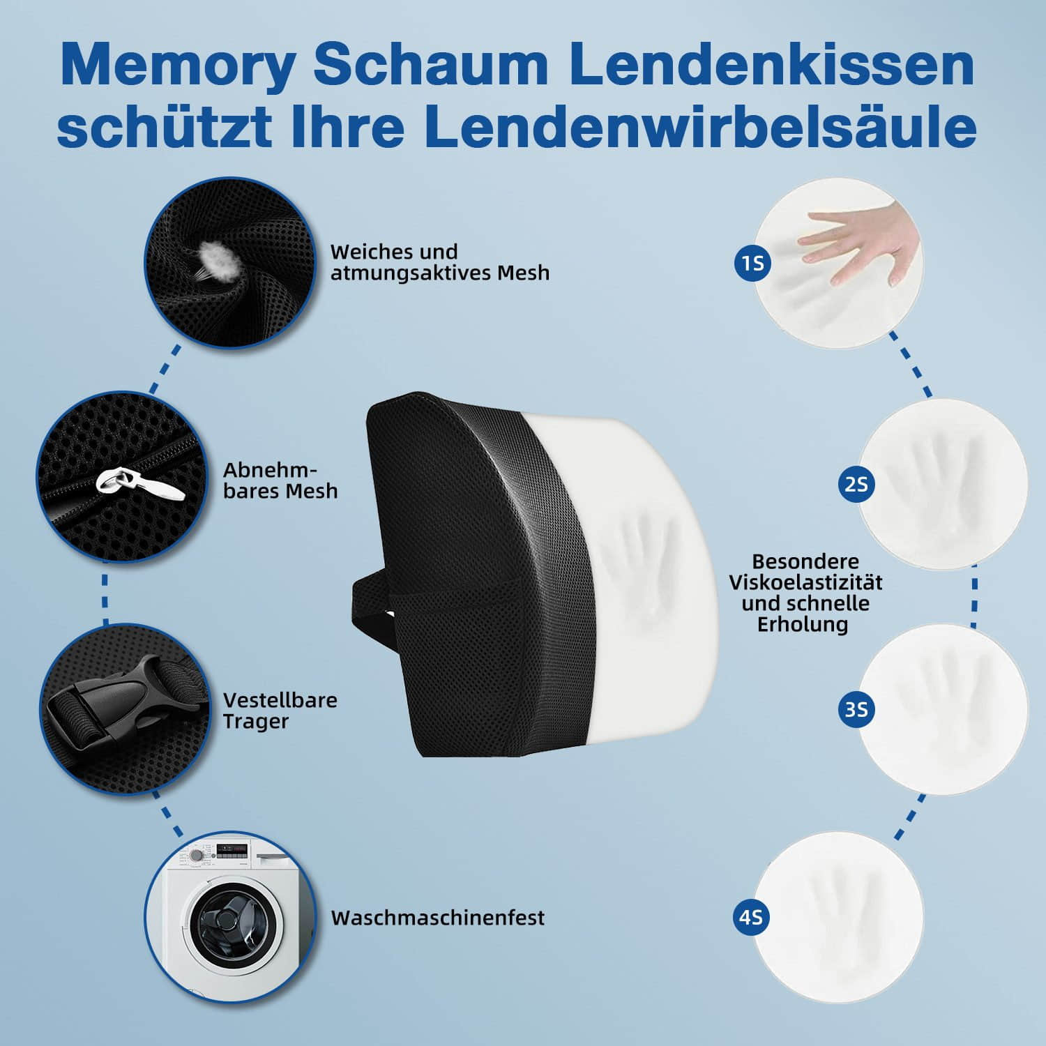 Homimaster Ergonomischer Bürostuhl – Verstellbare Kopfstütze, 90° Klappbare Armlehnen, Lendenwirbelstütze, Höhenverstellbarer Mesh Chefsessel bis 150 kg Bürostuhl-C Stühle Homimaster
