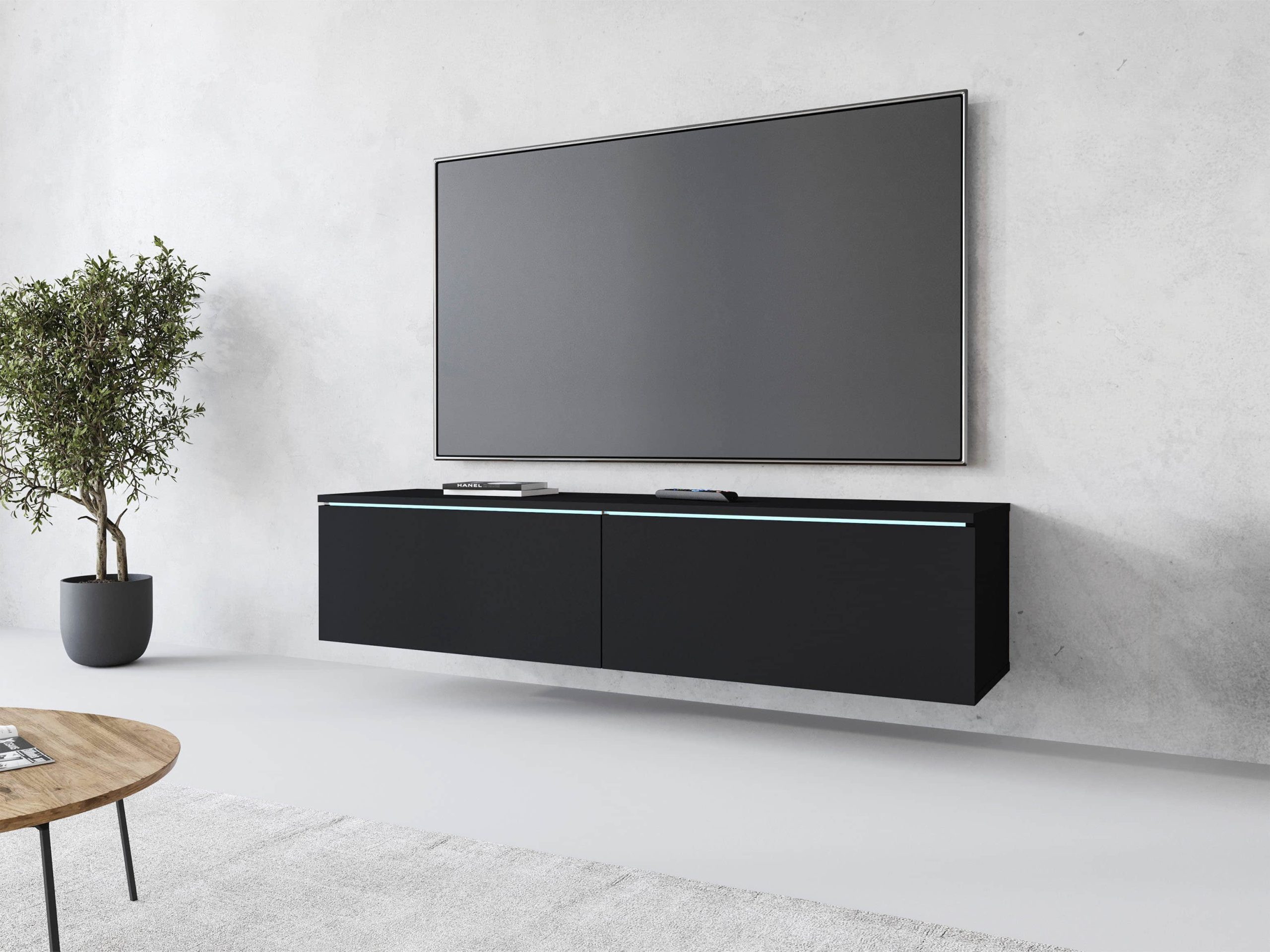 INOSIGN Lowboard »LOWBOARD D« mit LED-Beleuchtung | Modernes TV-Board ohne Griffe | 180 cm Breite | Stauraum & Wandmontage möglich graphite s Kommoden & Sideboards INOSIGN