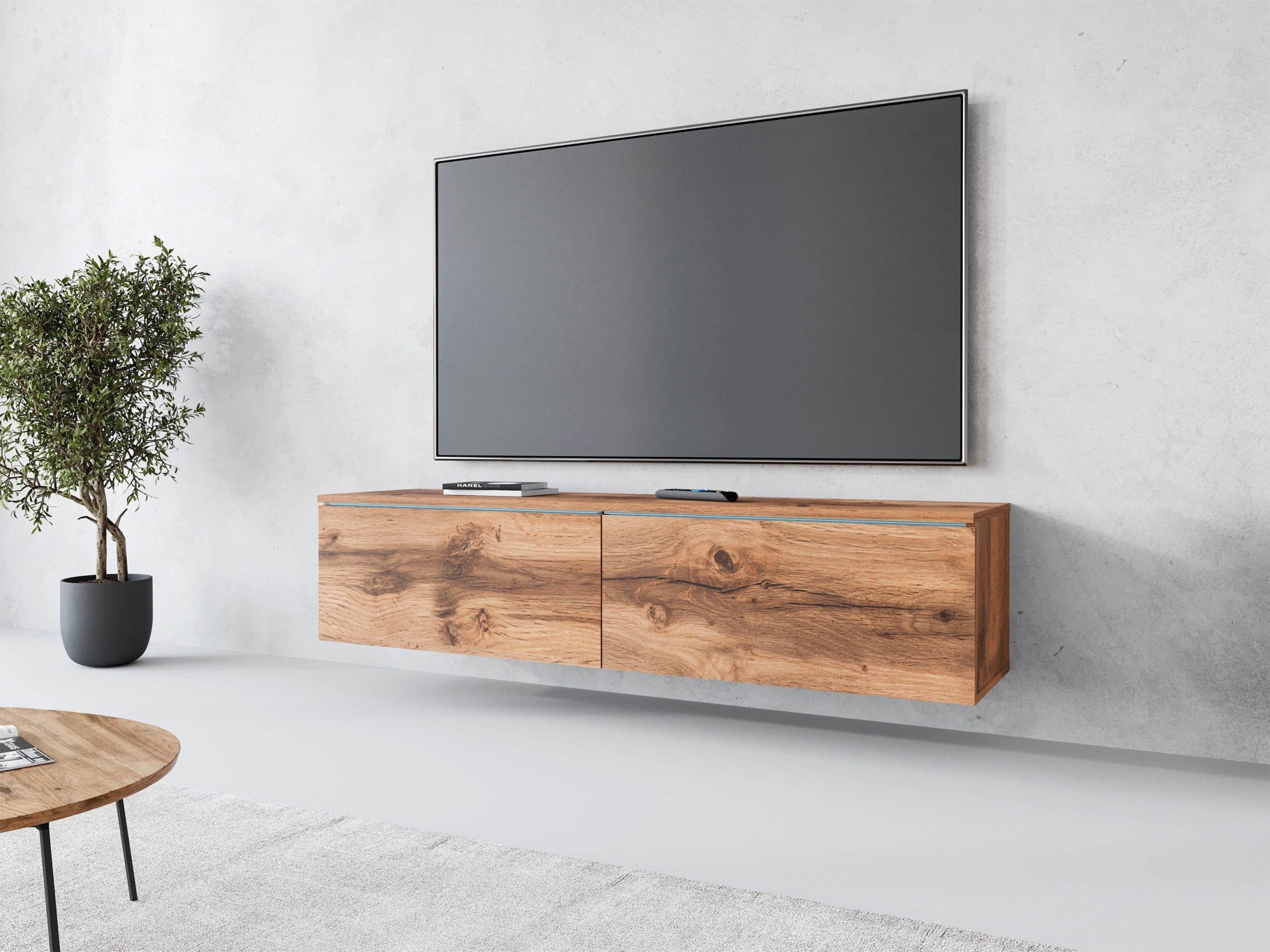 INOSIGN INOSIGN Lowboard »LOWBOARD D« mit LED-Beleuchtung | Modernes TV-Board ohne Griffe | 180 cm Breite | Stauraum & Wandmontage möglich votan eich Kommoden & Sideboards