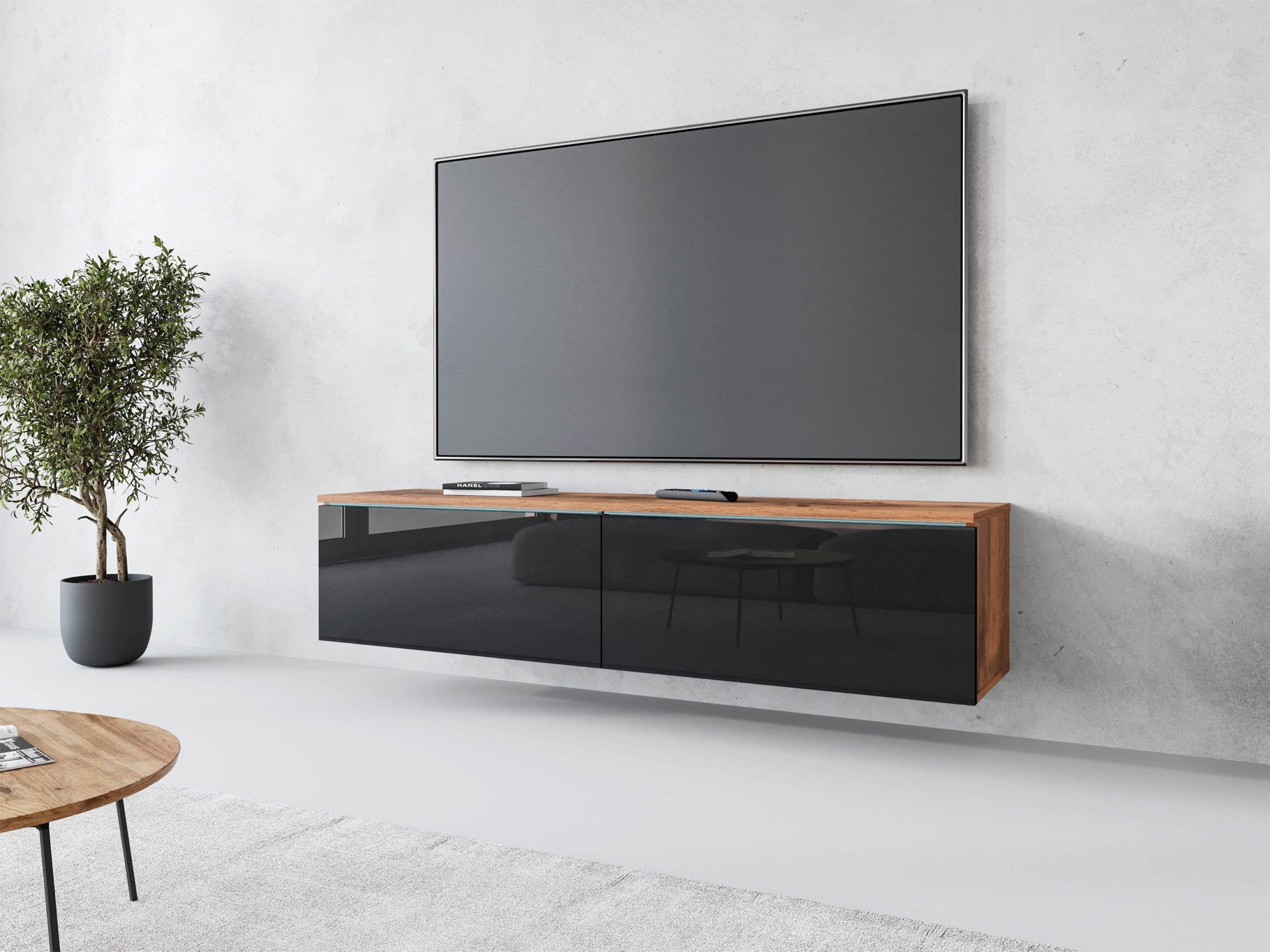 INOSIGN Lowboard »LOWBOARD D« mit LED-Beleuchtung | Modernes TV-Board ohne Griffe | 180 cm Breite | Stauraum & Wandmontage möglich votan eich INOSIGN Kommoden & Sideboards