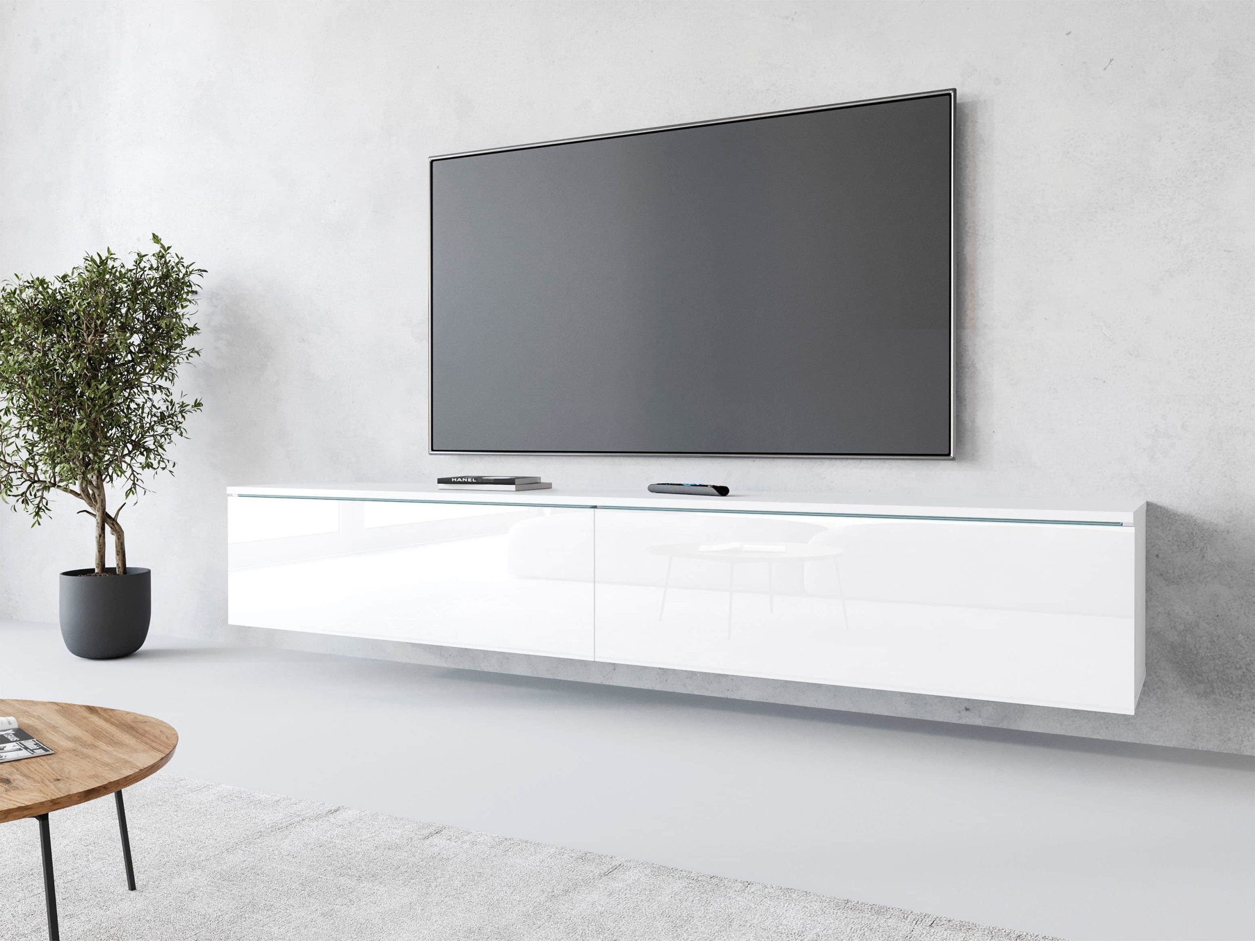 INOSIGN Lowboard »LOWBOARD VERA« – Moderner TV-Schrank 180 cm, grifflos, Beton-Optik, stehend/hängend, FSC®-Holzwerkstoff weiss matt INOSIGN Kommoden & Sideboards