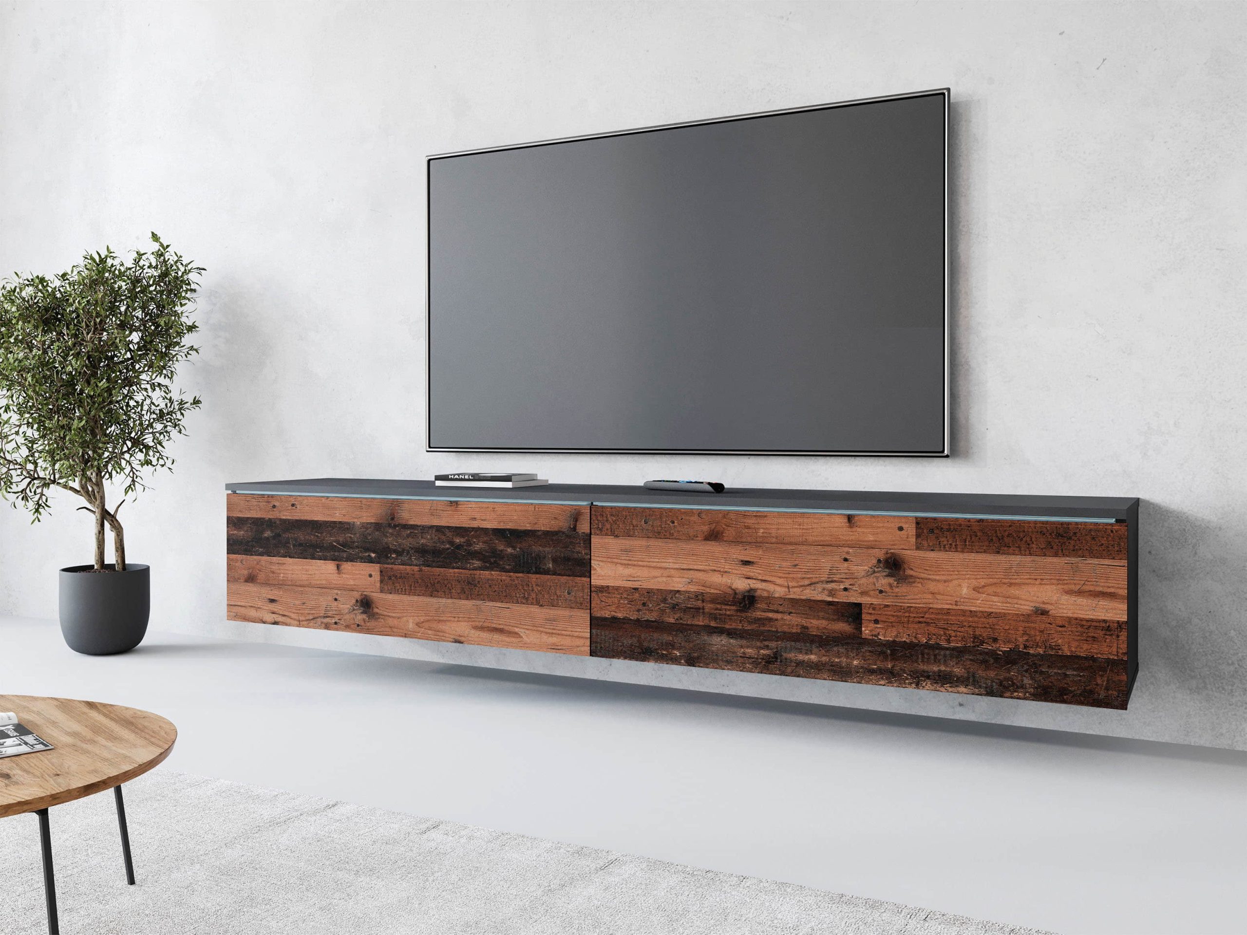 INOSIGN Lowboard »LOWBOARD VERA« – Moderner TV-Schrank 180 cm, grifflos, Beton-Optik, stehend/hängend, FSC®-Holzwerkstoff matera ant Kommoden & Sideboards INOSIGN