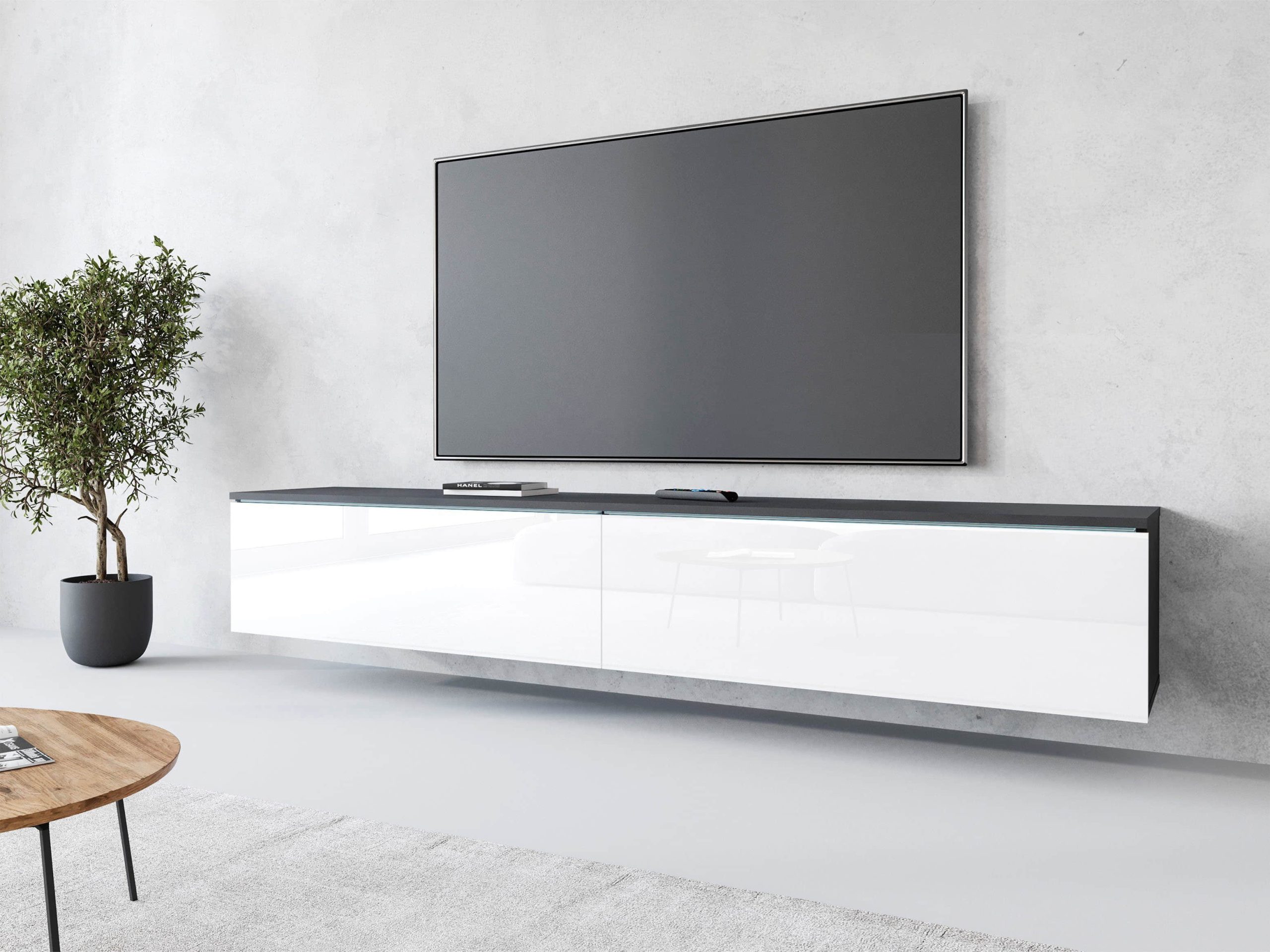 Kommoden & Sideboards INOSIGN INOSIGN Lowboard »LOWBOARD VERA« – Moderner TV-Schrank 180 cm, grifflos, Beton-Optik, stehend/hängend, FSC®-Holzwerkstoff matera ant