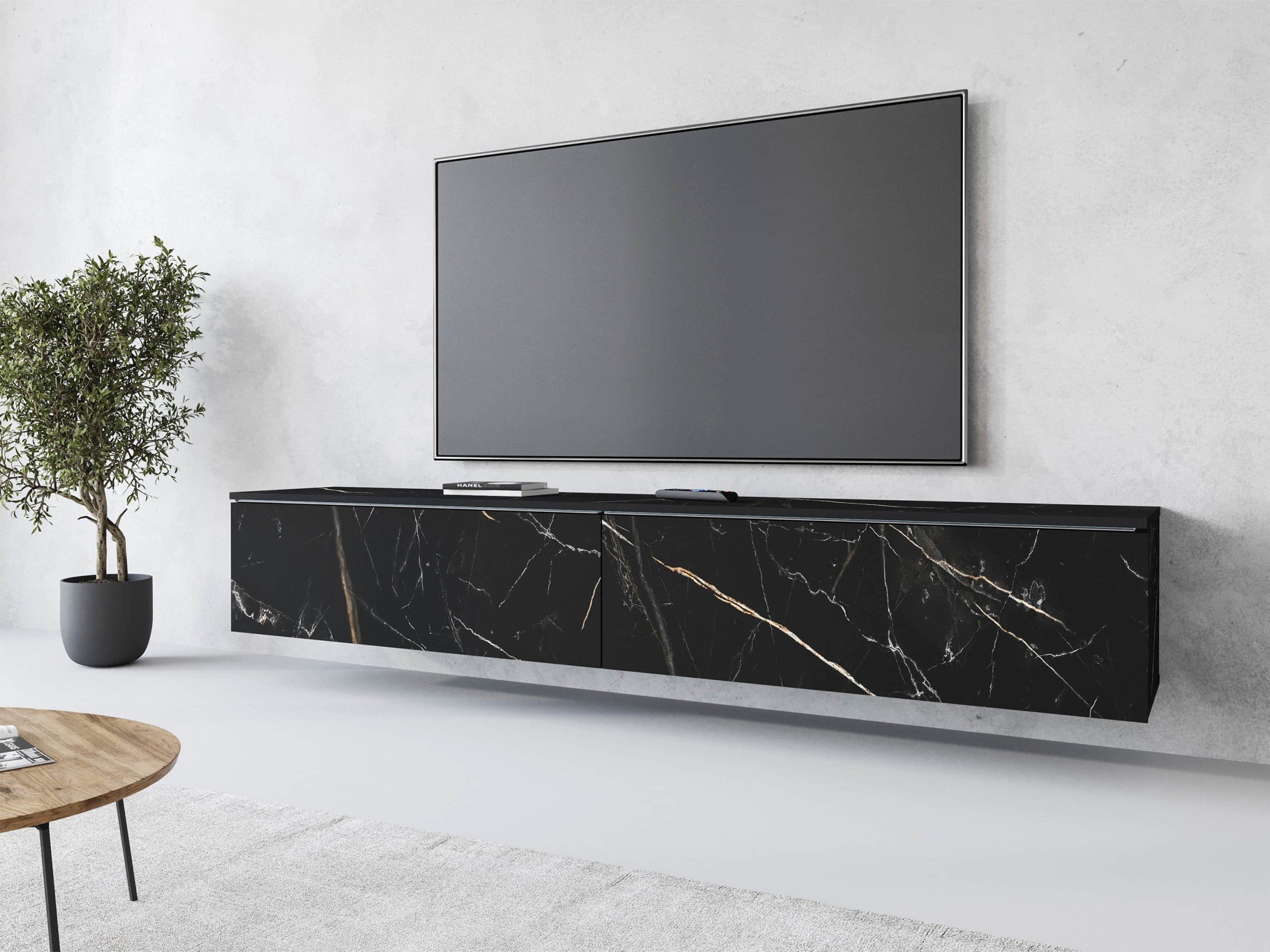 INOSIGN Lowboard »LOWBOARD VERA« – Moderner TV-Schrank 180 cm, grifflos, Beton-Optik, stehend/hängend, FSC®-Holzwerkstoff San Sebast Kommoden & Sideboards INOSIGN