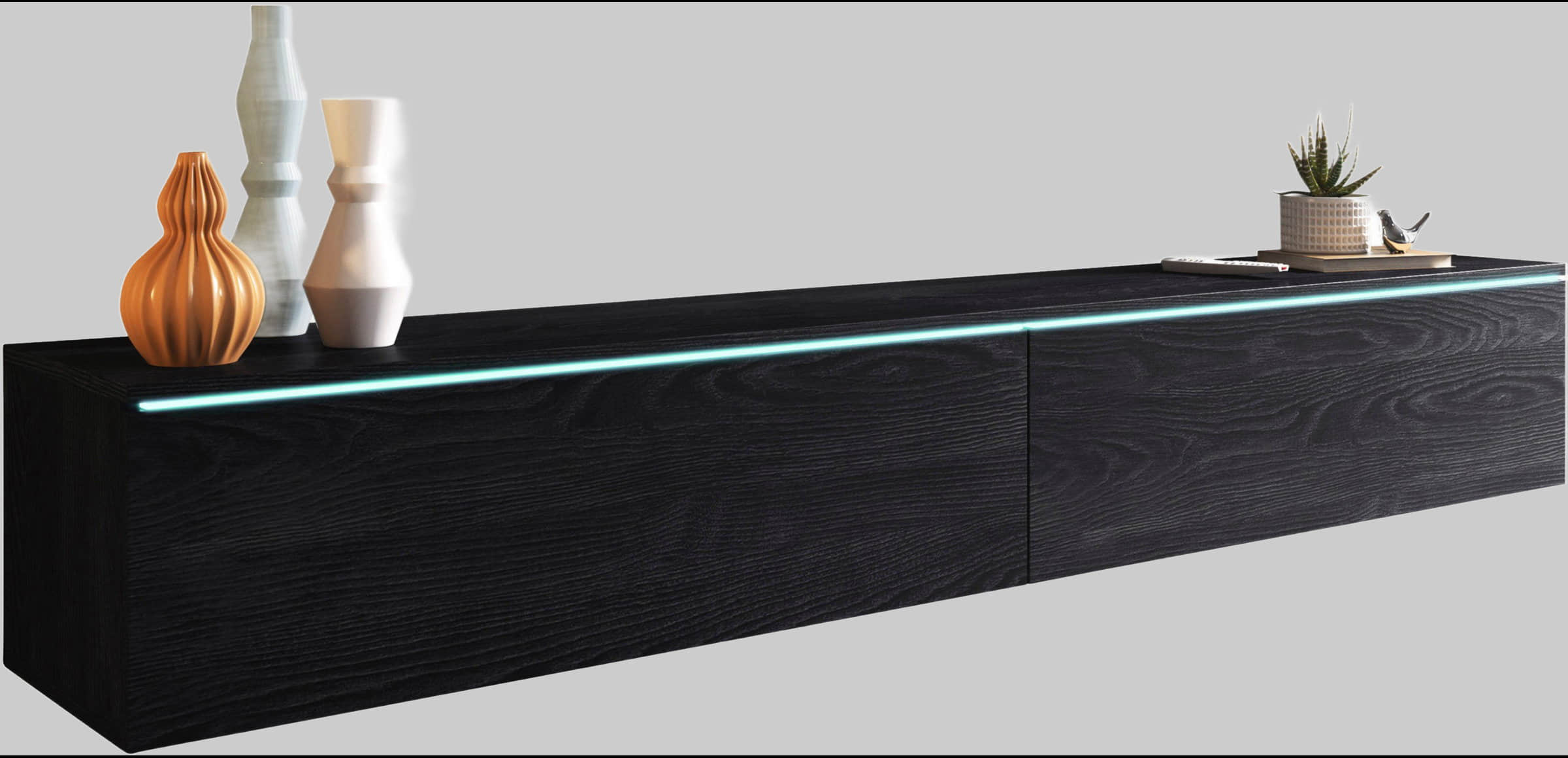 INOSIGN Kommoden & Sideboards INOSIGN Lowboard »LOWBOARD VERA« – Moderner TV-Schrank 180 cm, grifflos, Beton-Optik, stehend/hängend, FSC®-Holzwerkstoff Front matt