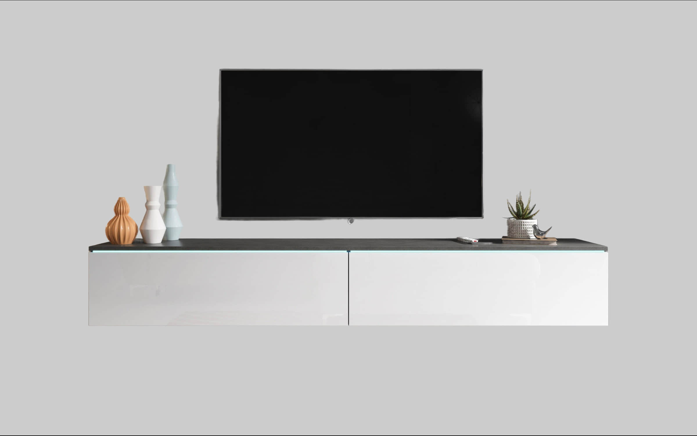 Kommoden & Sideboards INOSIGN INOSIGN Lowboard »LOWBOARD VERA« – Moderner TV-Schrank 180 cm, grifflos, Beton-Optik, stehend/hängend, FSC®-Holzwerkstoff matera ant