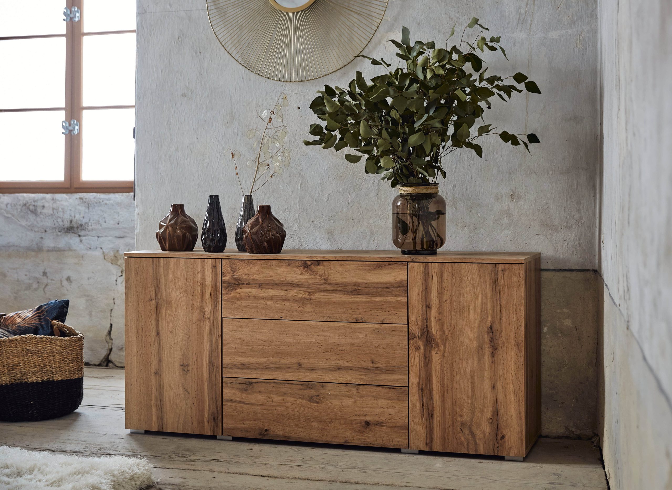 INOSIGN INOSIGN Sideboard »PARIS« 150cm | Moderne grifflose Kommode mit Push-to-open & variablen Fächern | Ideal für Wohnzimmer & Essbereich eichefarbe Kommoden & Sideboards
