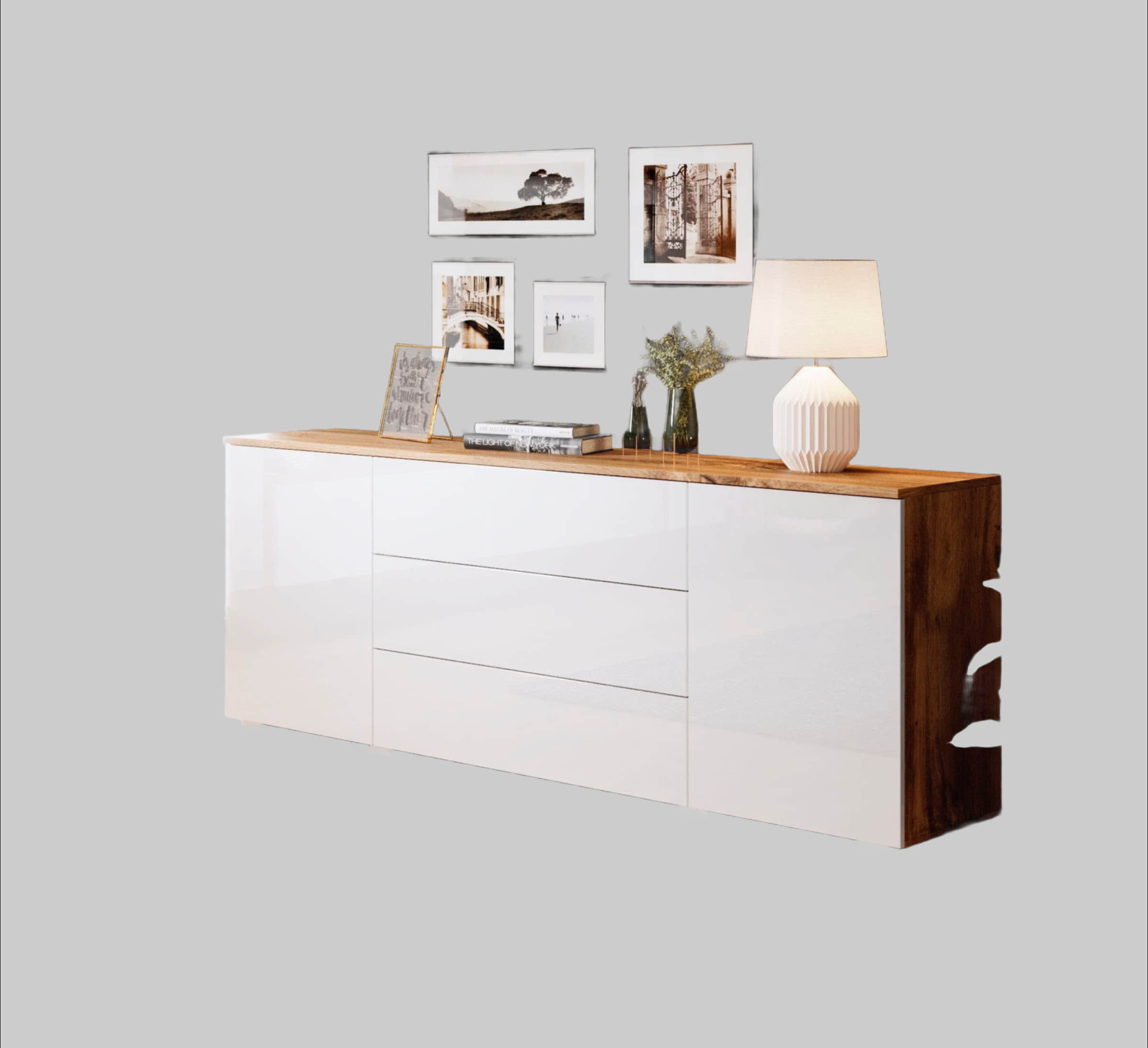 INOSIGN Kommoden & Sideboards INOSIGN Sideboard »PARIS« 150cm | Moderne grifflose Kommode mit Push-to-open & variablen Fächern | Ideal für Wohnzimmer & Essbereich eichefarbe