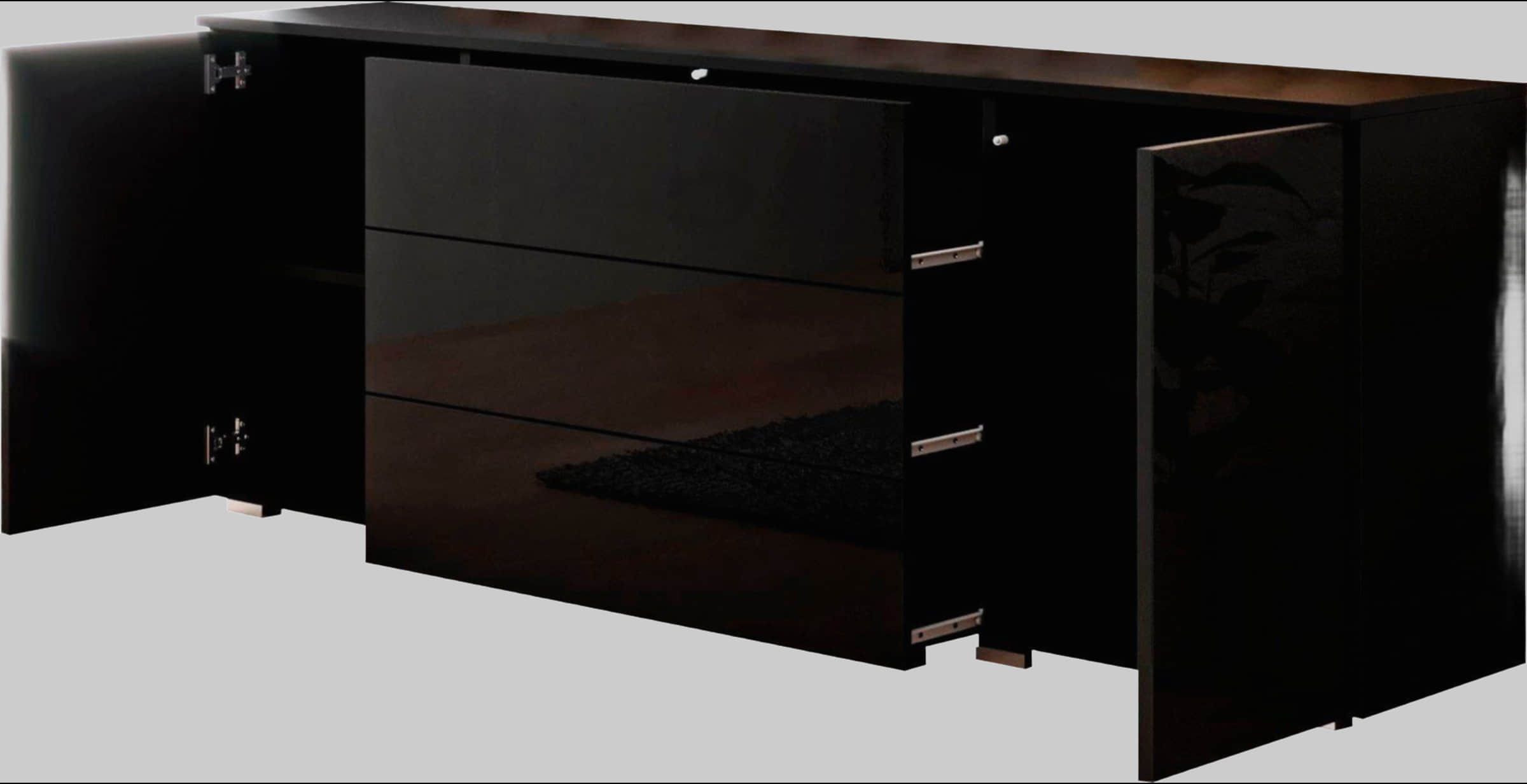 INOSIGN Kommoden & Sideboards INOSIGN Sideboard »PARIS« 150cm | Moderne grifflose Kommode mit Push-to-open & variablen Fächern | Ideal für Wohnzimmer & Essbereich graphite s