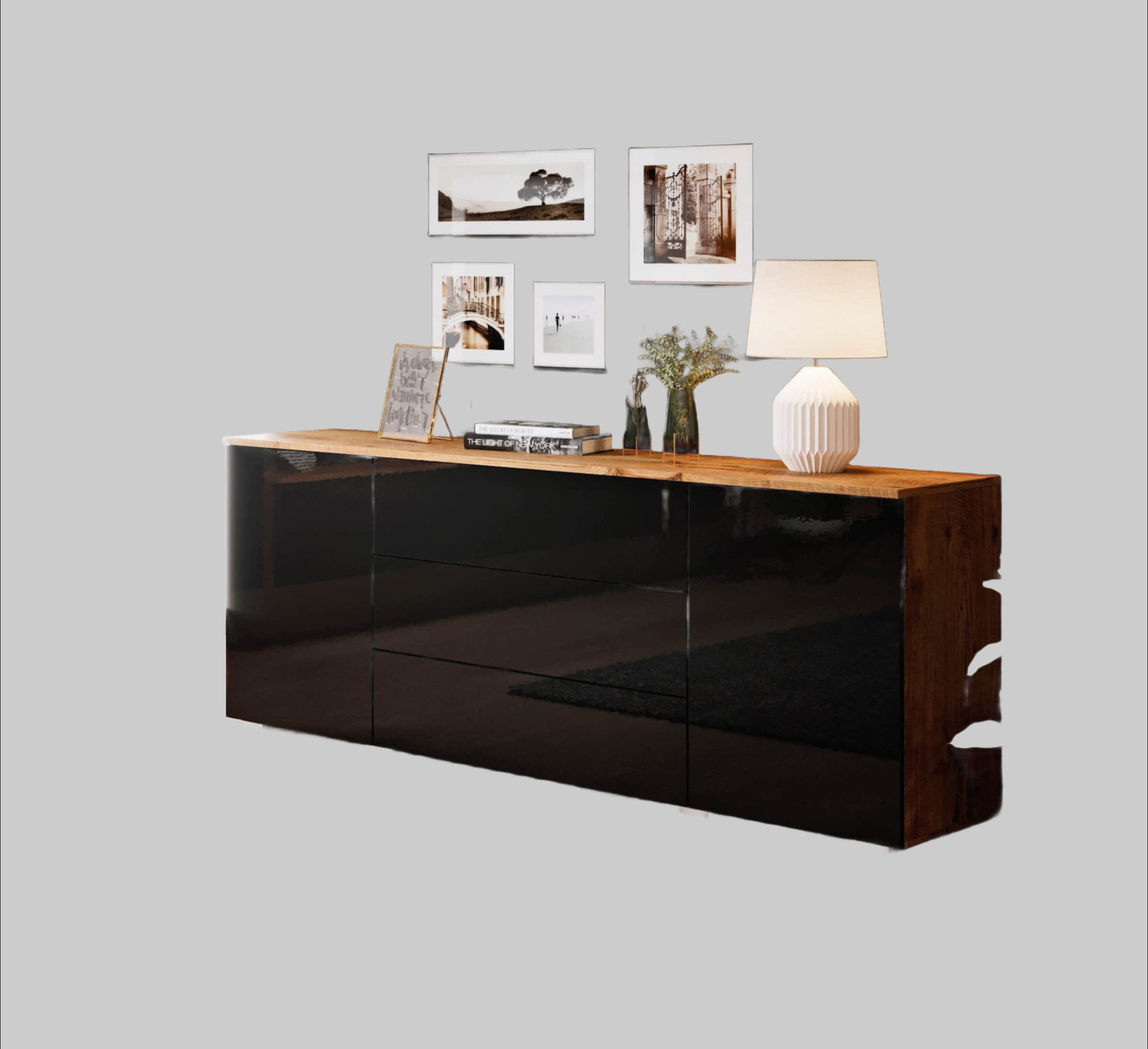 INOSIGN Kommoden & Sideboards INOSIGN Sideboard »PARIS« 150cm | Moderne grifflose Kommode mit Push-to-open & variablen Fächern | Ideal für Wohnzimmer & Essbereich kastanien