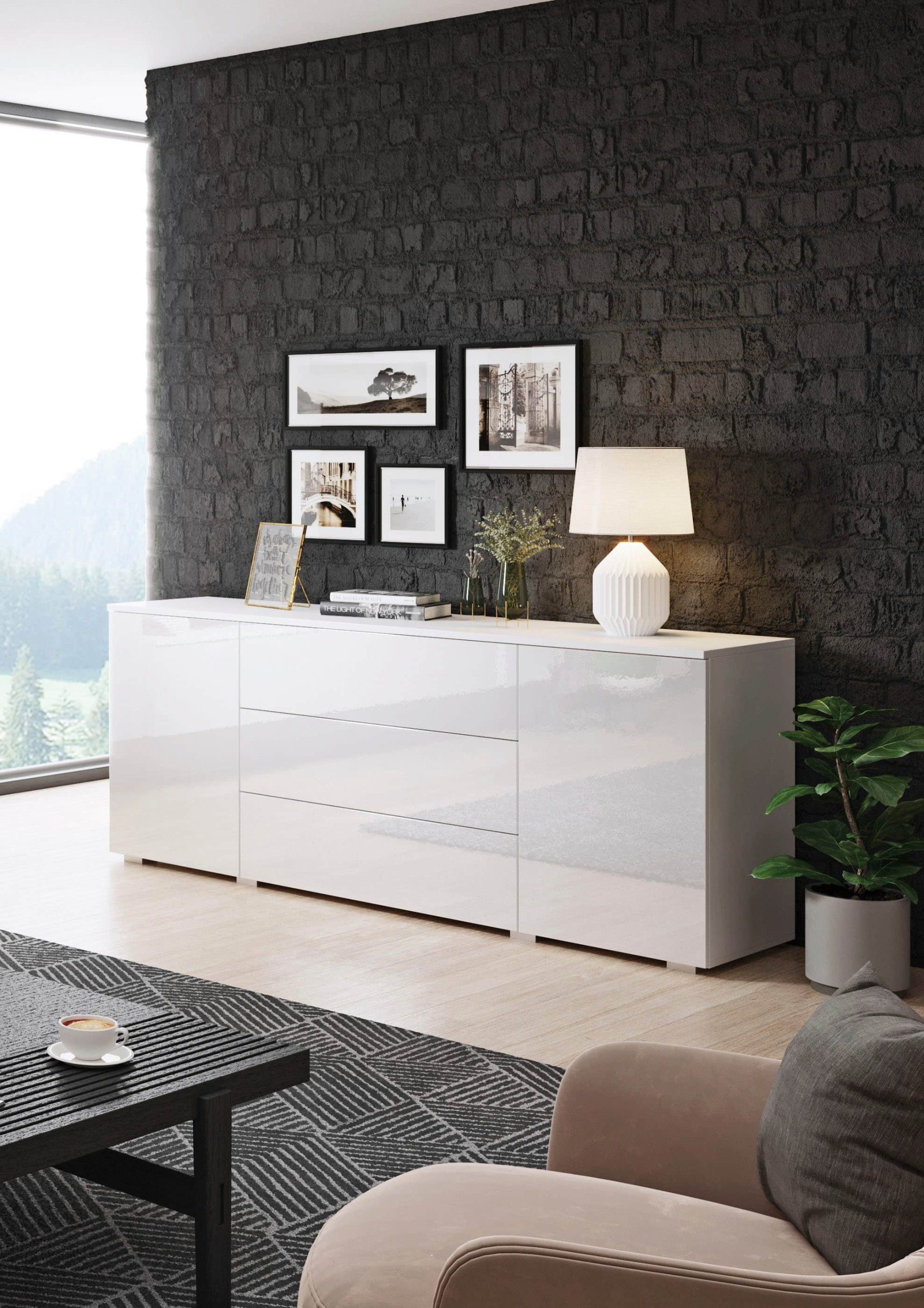 INOSIGN Kommoden & Sideboards INOSIGN Sideboard »PARIS« 150cm | Moderne grifflose Kommode mit Push-to-open & variablen Fächern | Ideal für Wohnzimmer & Essbereich weiß matt/