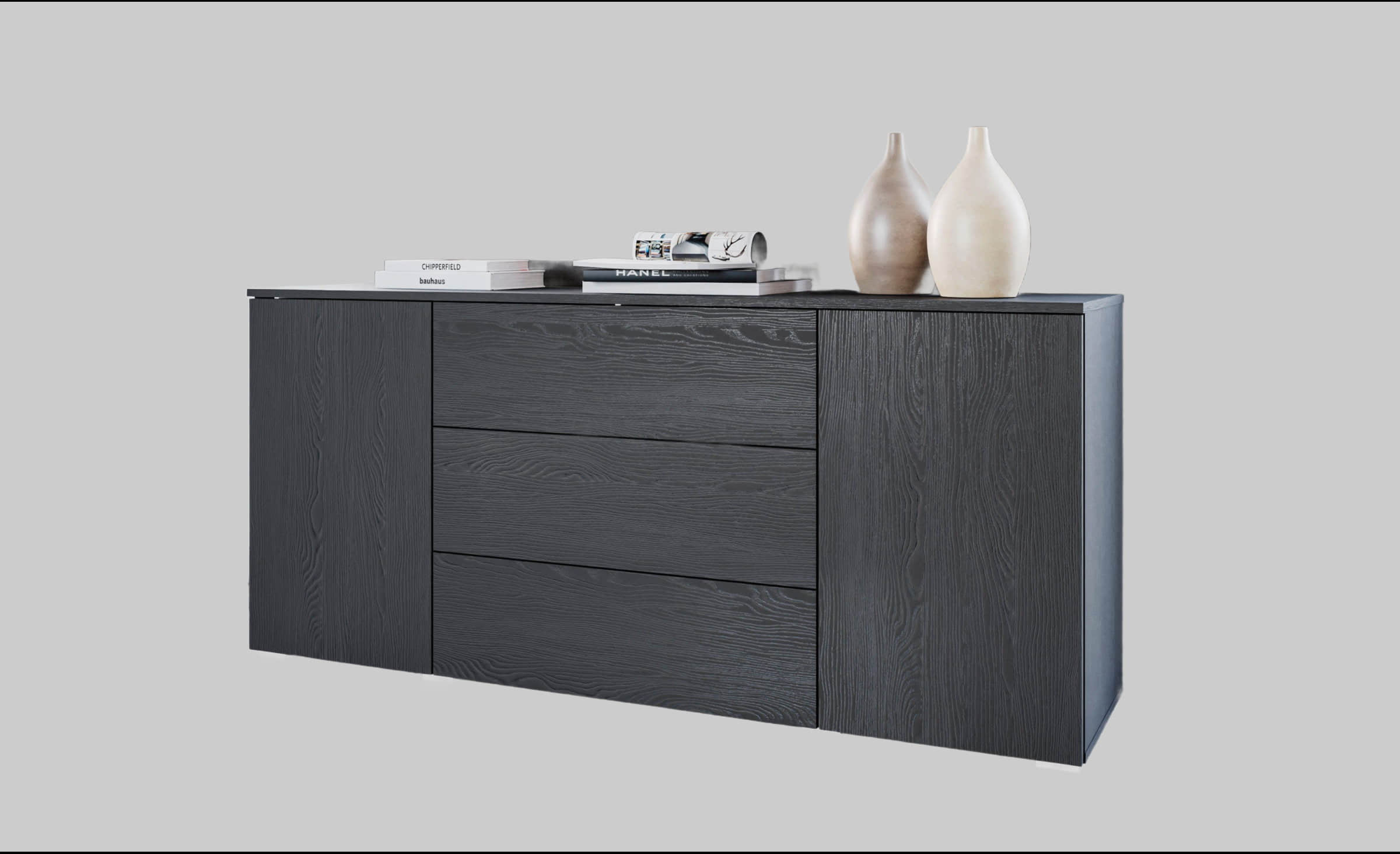 Kommoden & Sideboards INOSIGN INOSIGN Sideboard »PARIS« 150cm | Moderne grifflose Kommode mit Push-to-open & variablen Fächern | Ideal für Wohnzimmer & Essbereich Graphite b