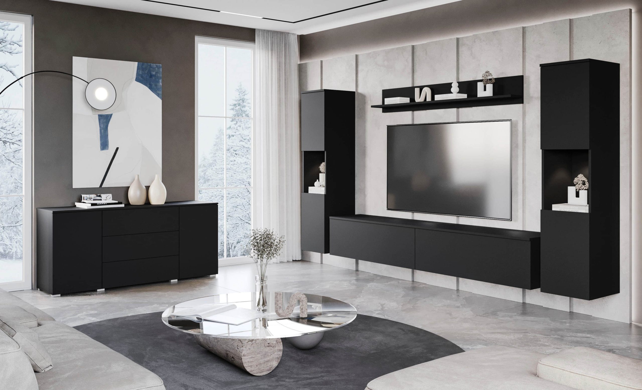 INOSIGN INOSIGN Sideboard »PARIS« 150cm | Moderne grifflose Kommode mit Push-to-open & variablen Fächern | Ideal für Wohnzimmer & Essbereich graphite s Kommoden & Sideboards